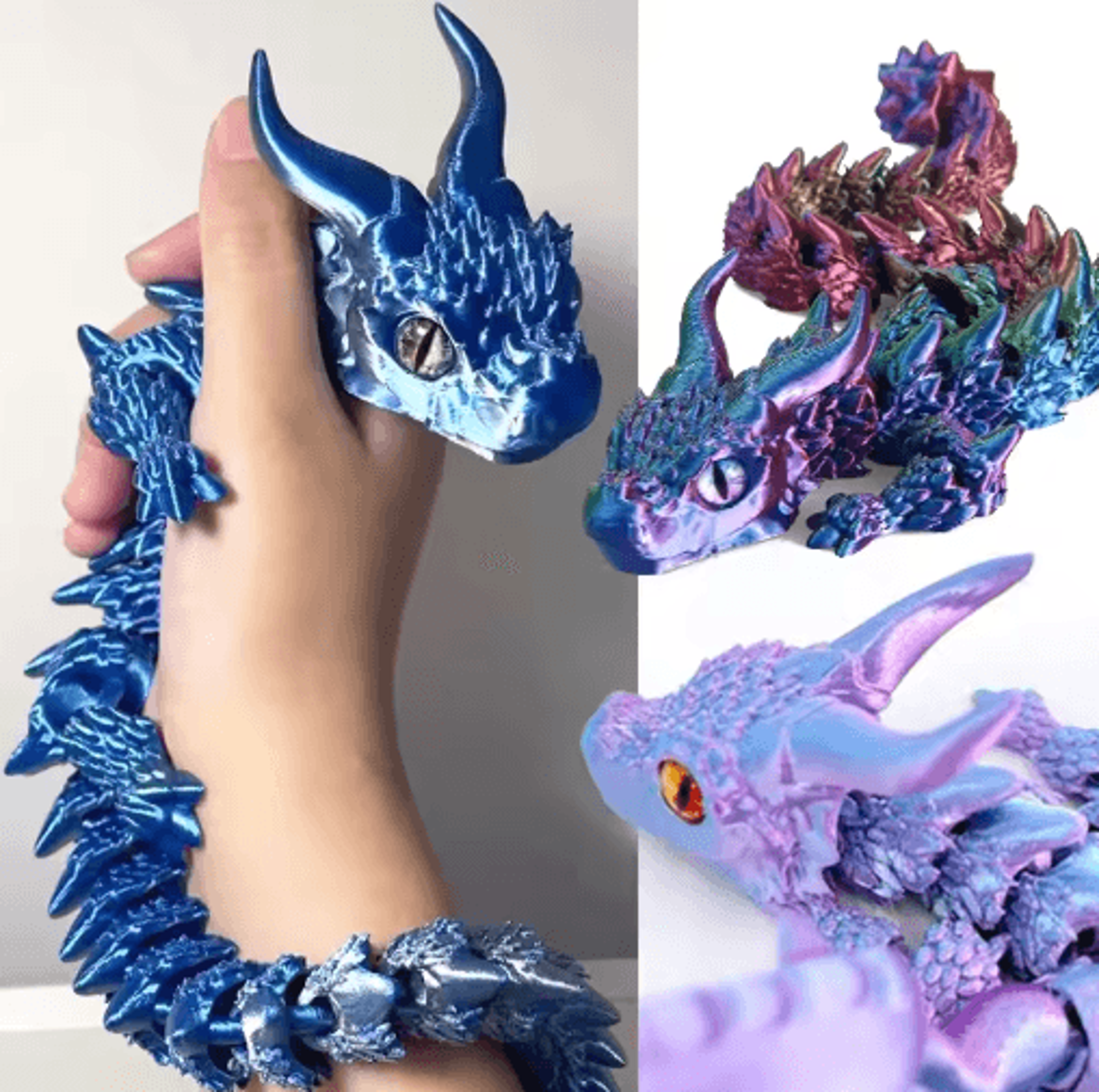 3d printed magic dragon fidget toy – articulated movable joint desk ornament