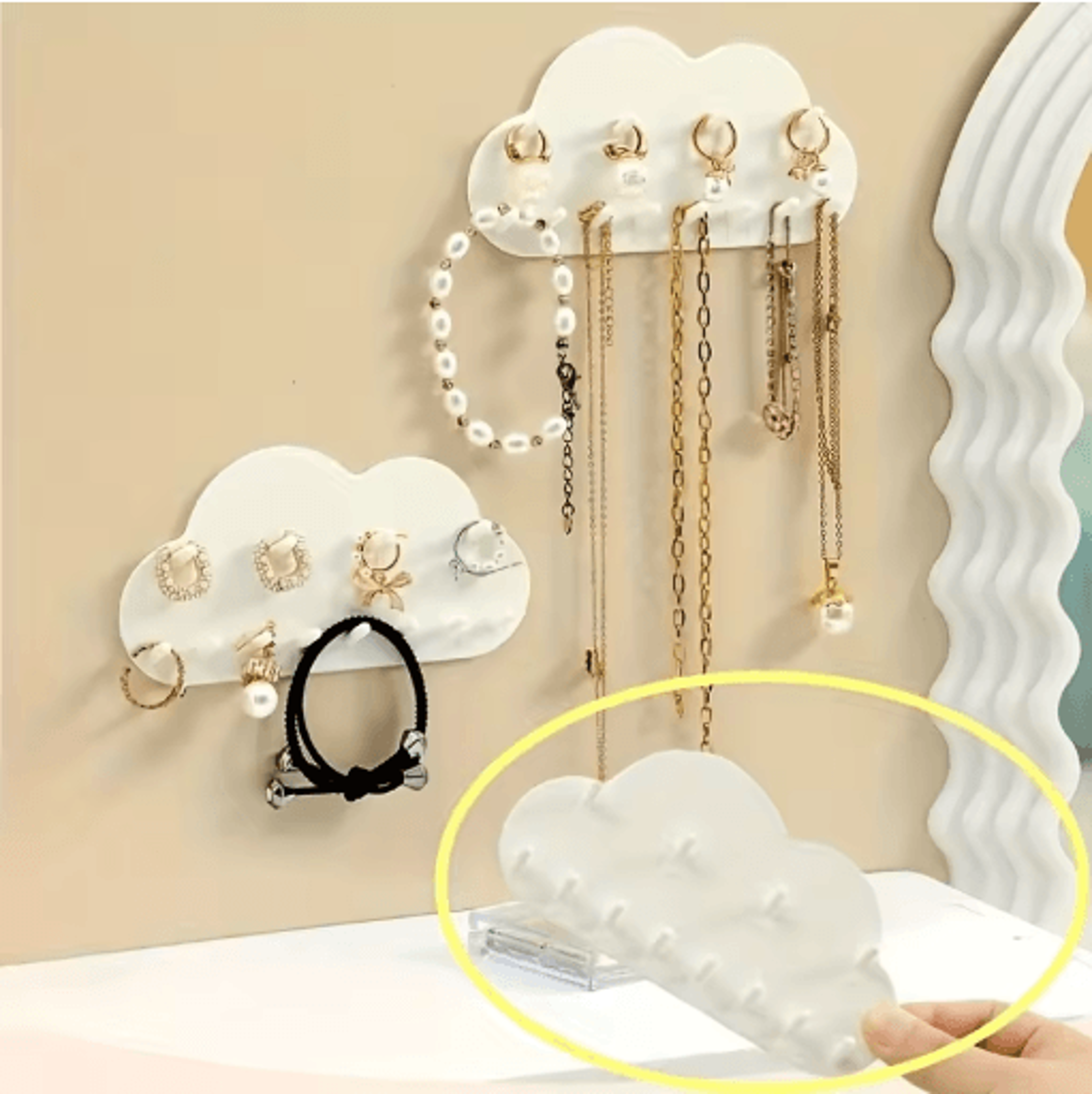 cloud shaped jewelry hook white necklace and bracelet wall organizer