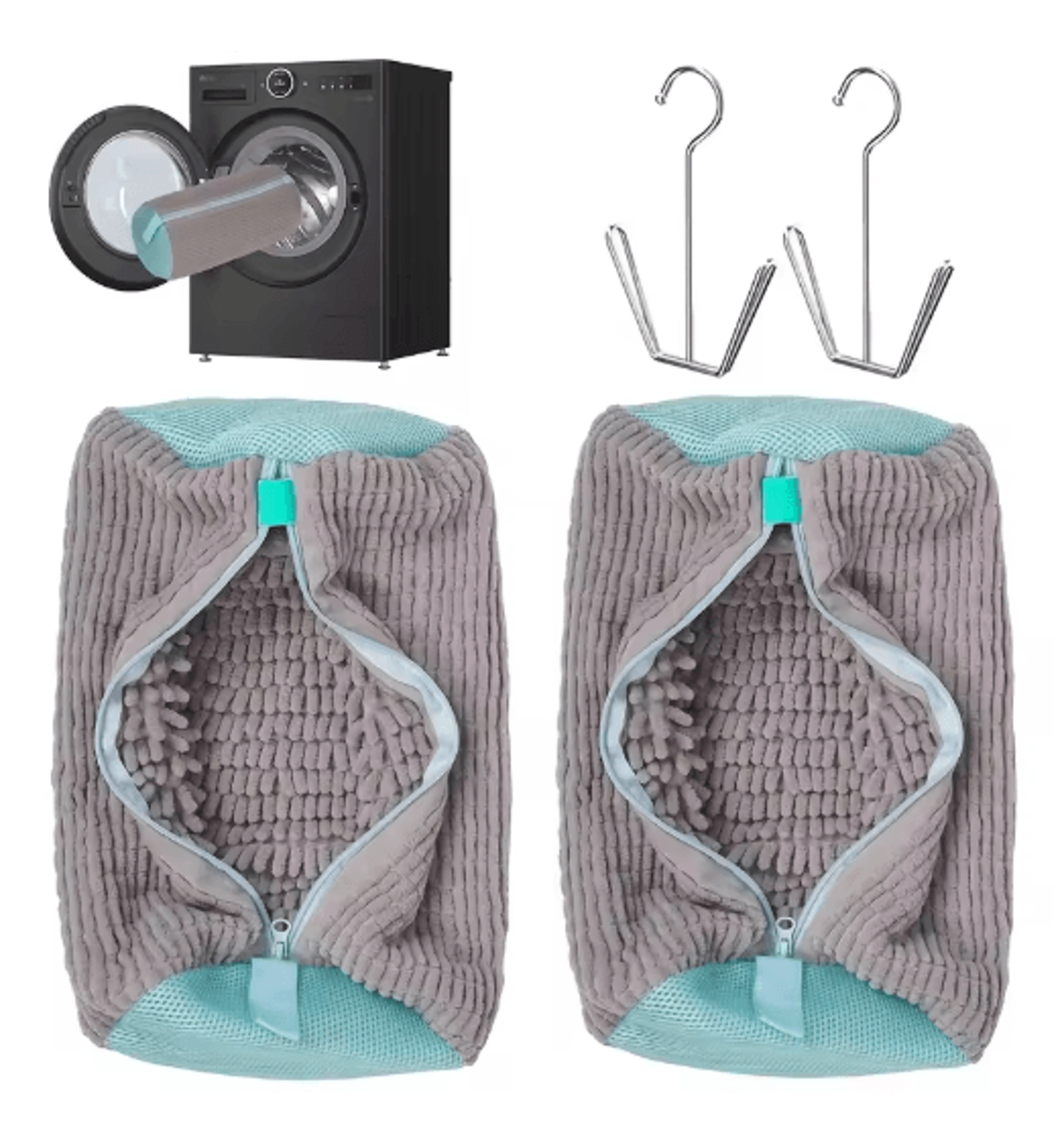 reusable shoe washing bags with zipper (4-pack) – heavy-duty laundry & drying bags for all shoe types