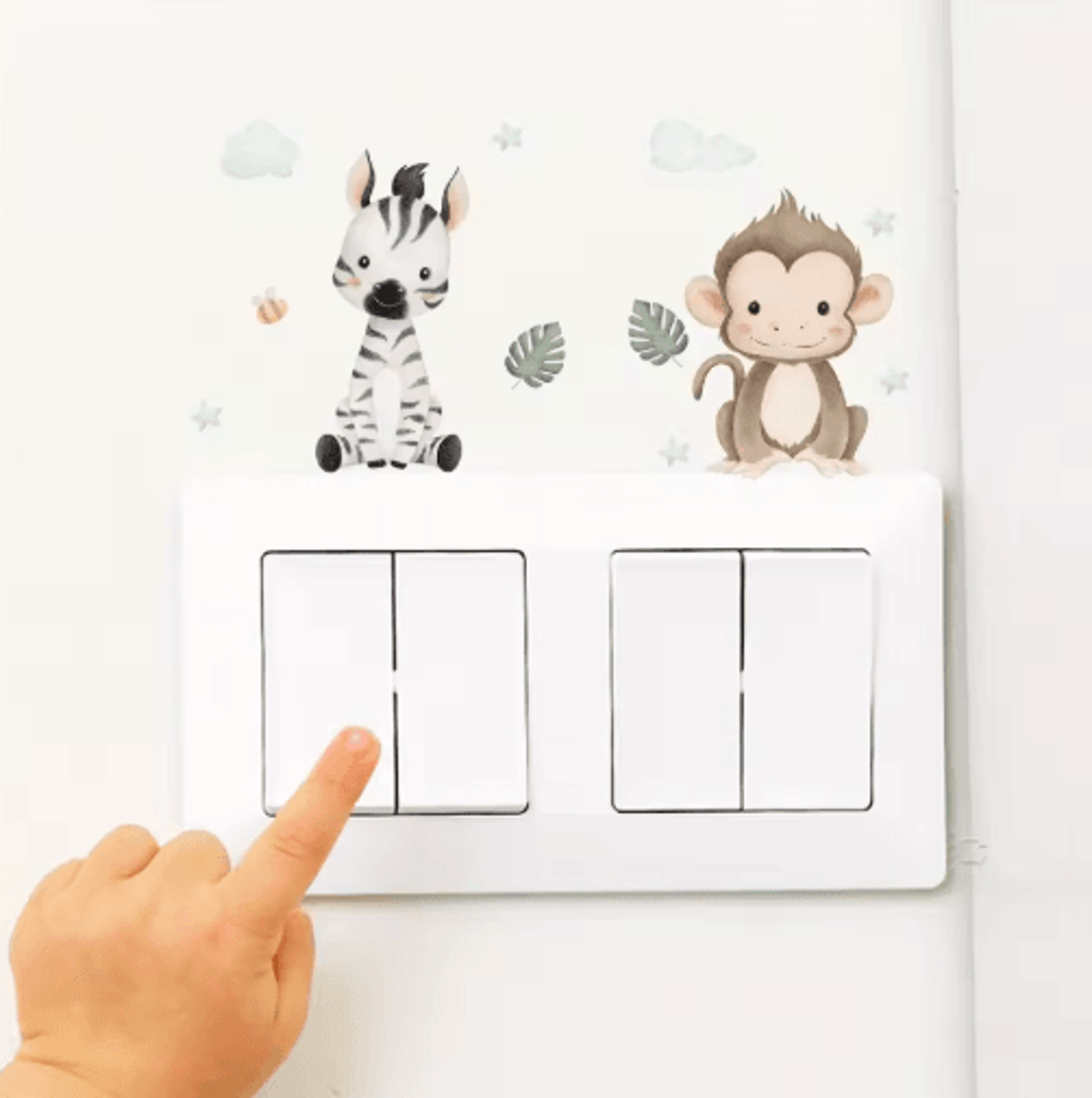 cute cartoon animal wall stickers (6-piece set) – pvc switch & room decor decals