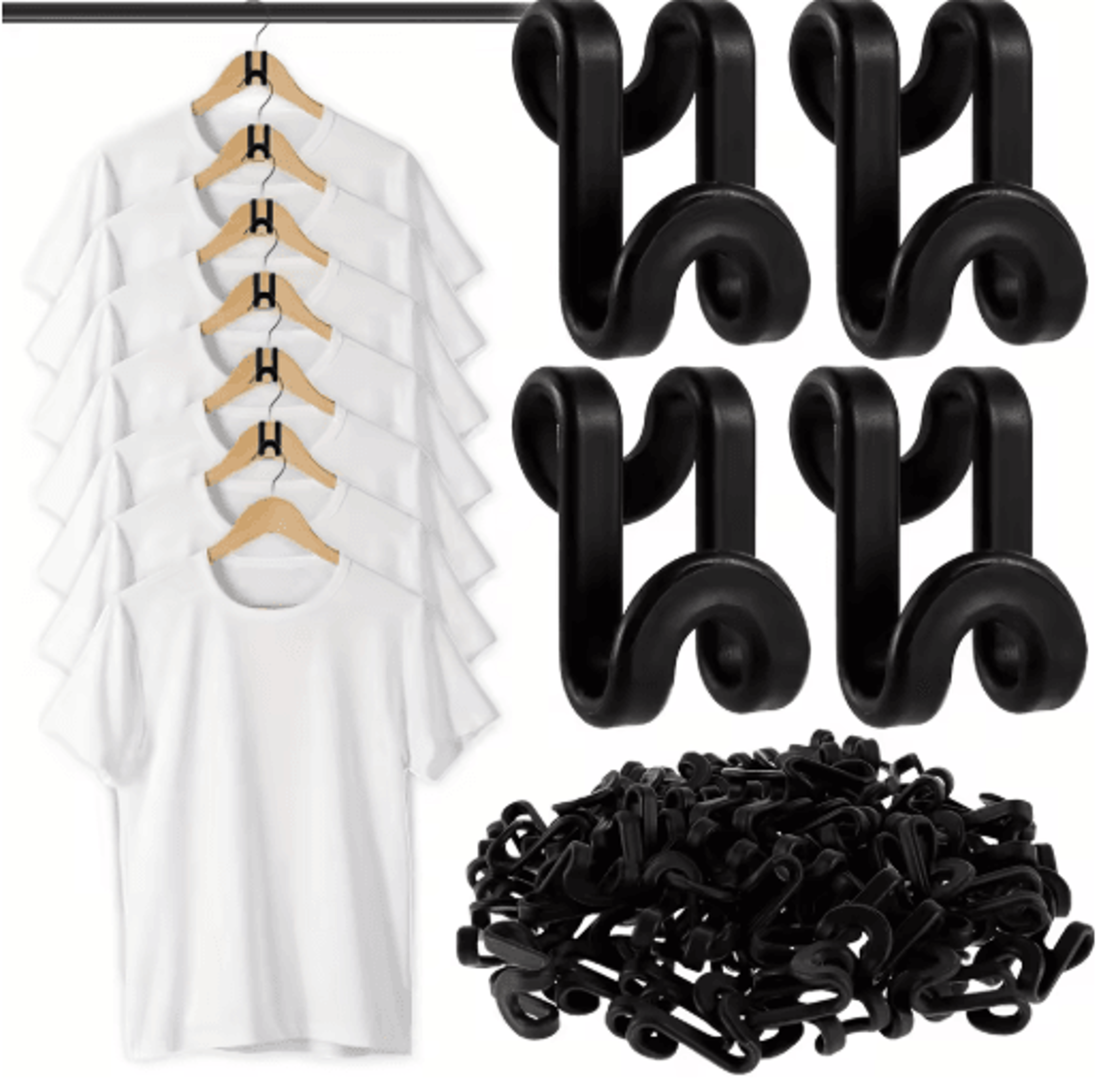 heavy-duty clothes hanger connector hooks (20-pack) – space-saving cascading closet organizers