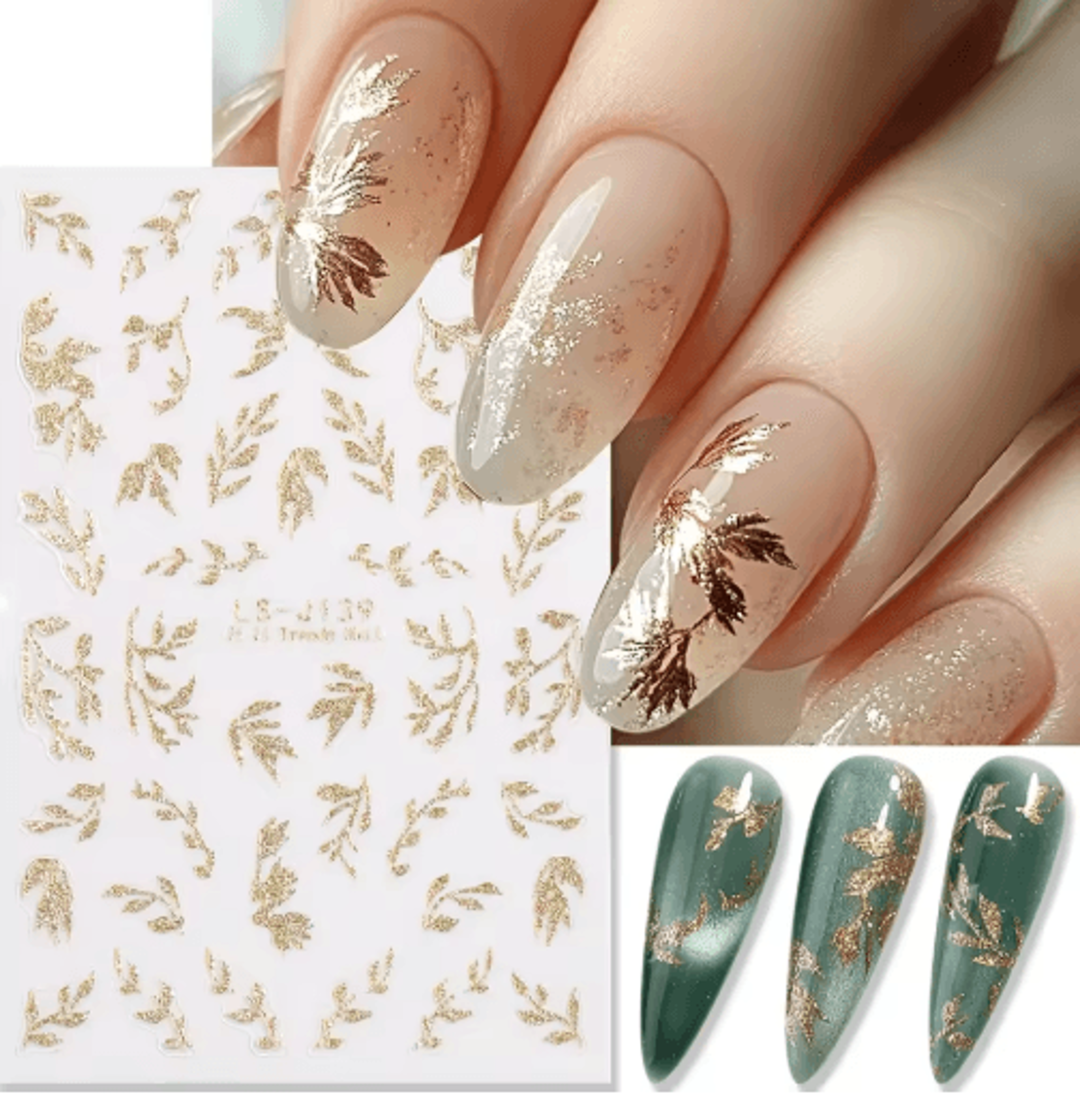 autumn leaf nail art stickers (2-pack) – waterproof self-adhesive diy manicure decals
