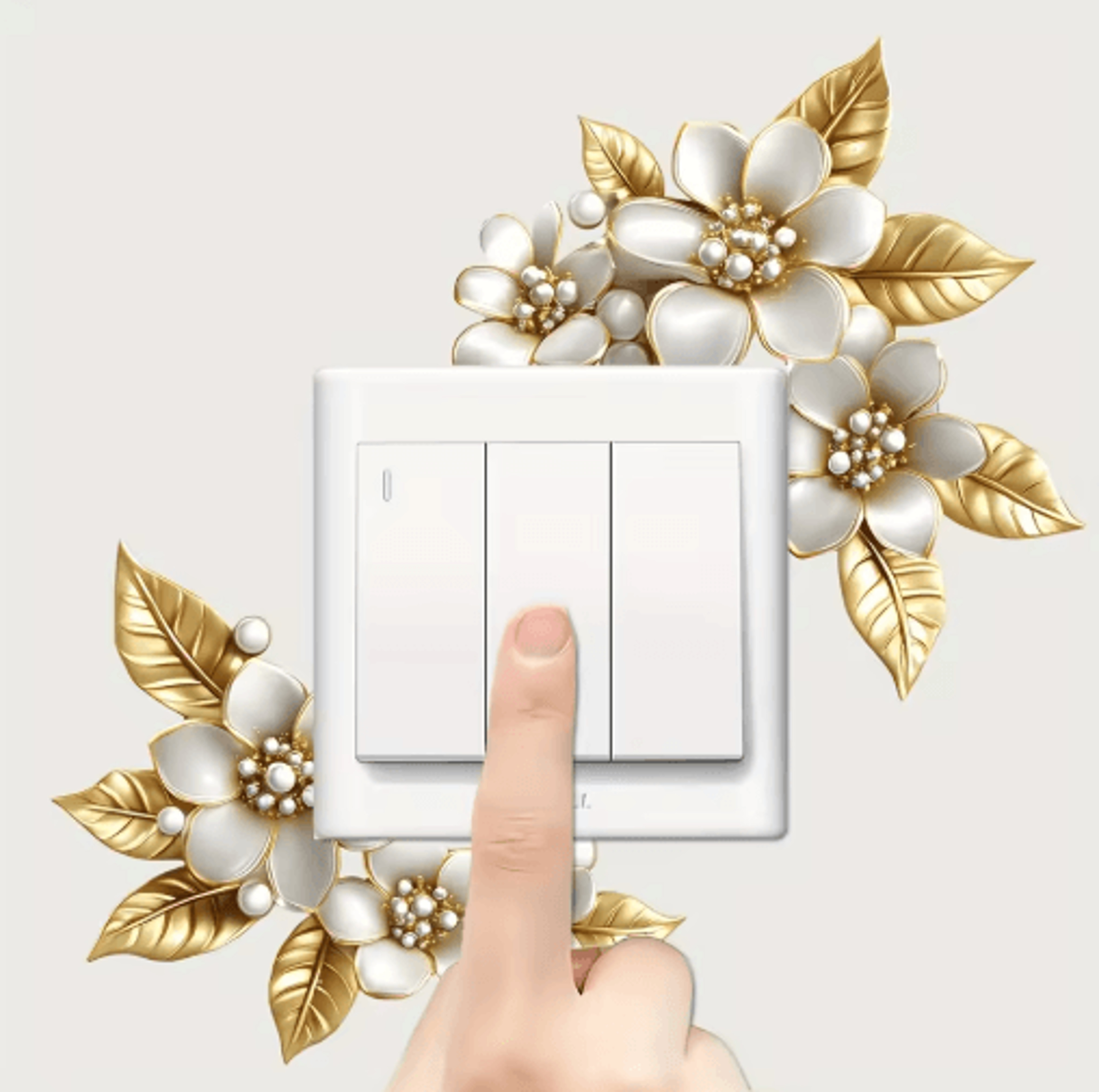 golden artificial flower switch sticker – self-adhesive wall decor accent (1pc / 2pcs)