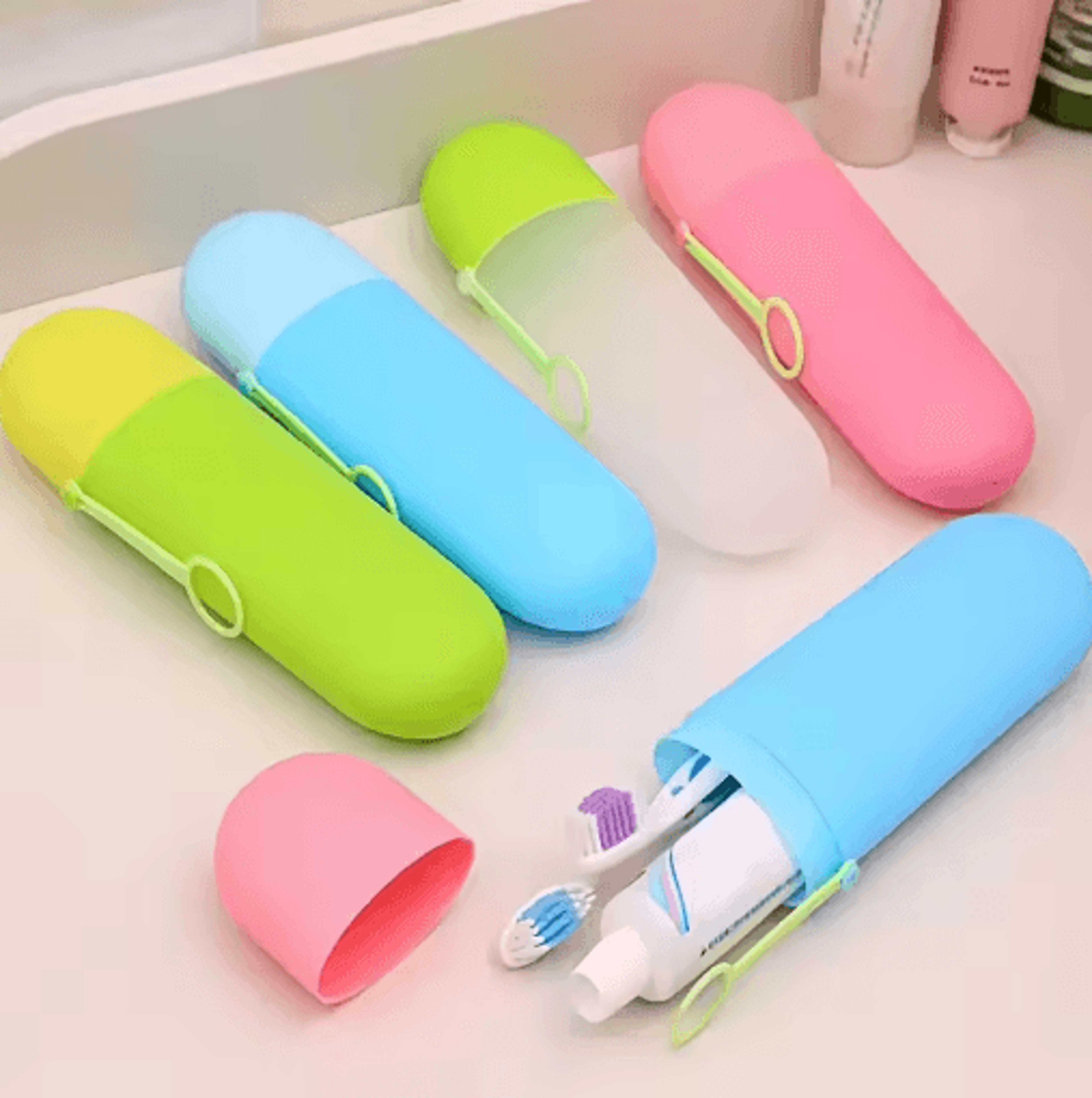 travel toothbrush & toothpaste case – portable toothbrush storage box with wash cup