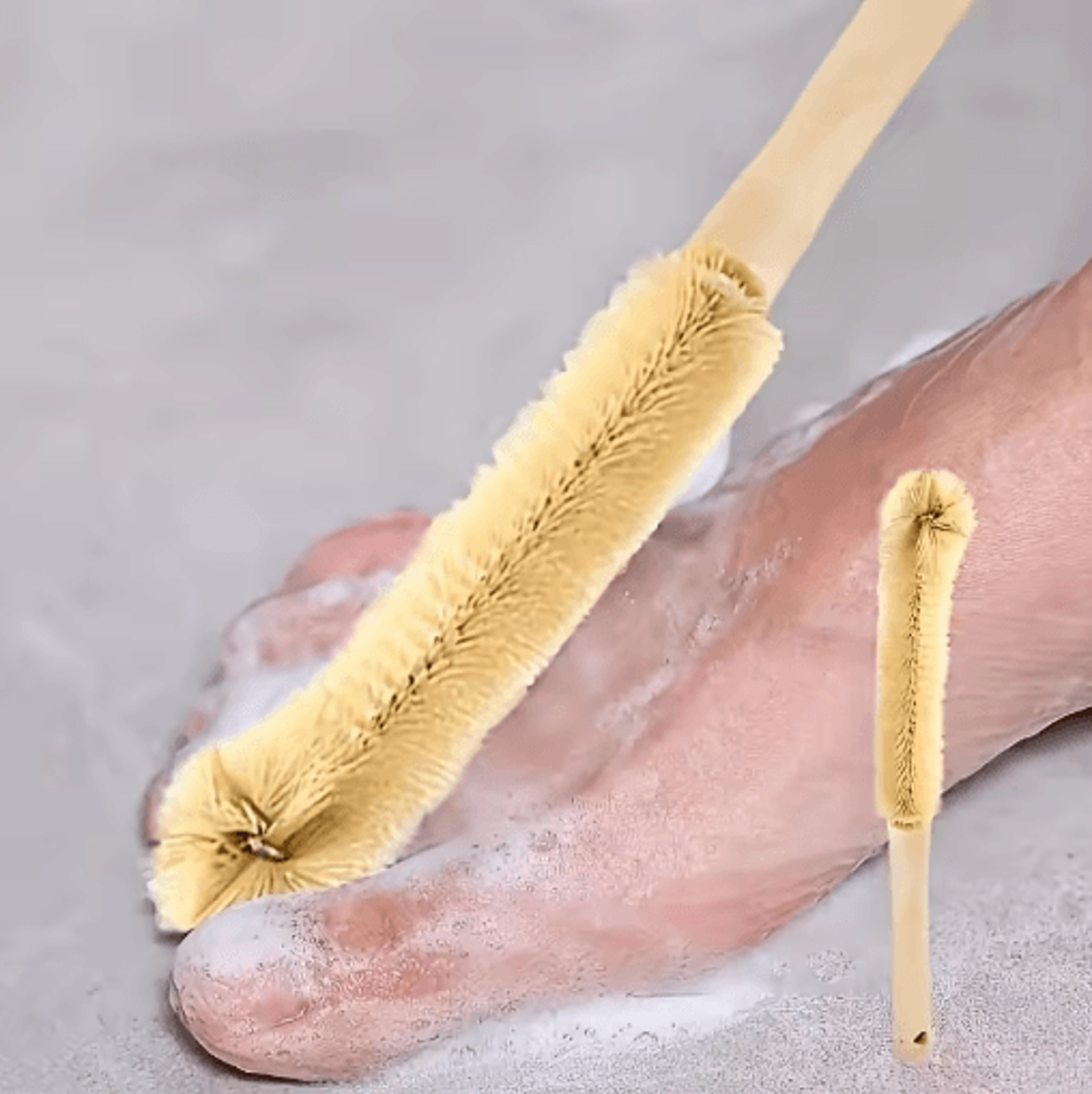 long handle foot scrubber & bath brush – exfoliating body, back & foot cleaning tool