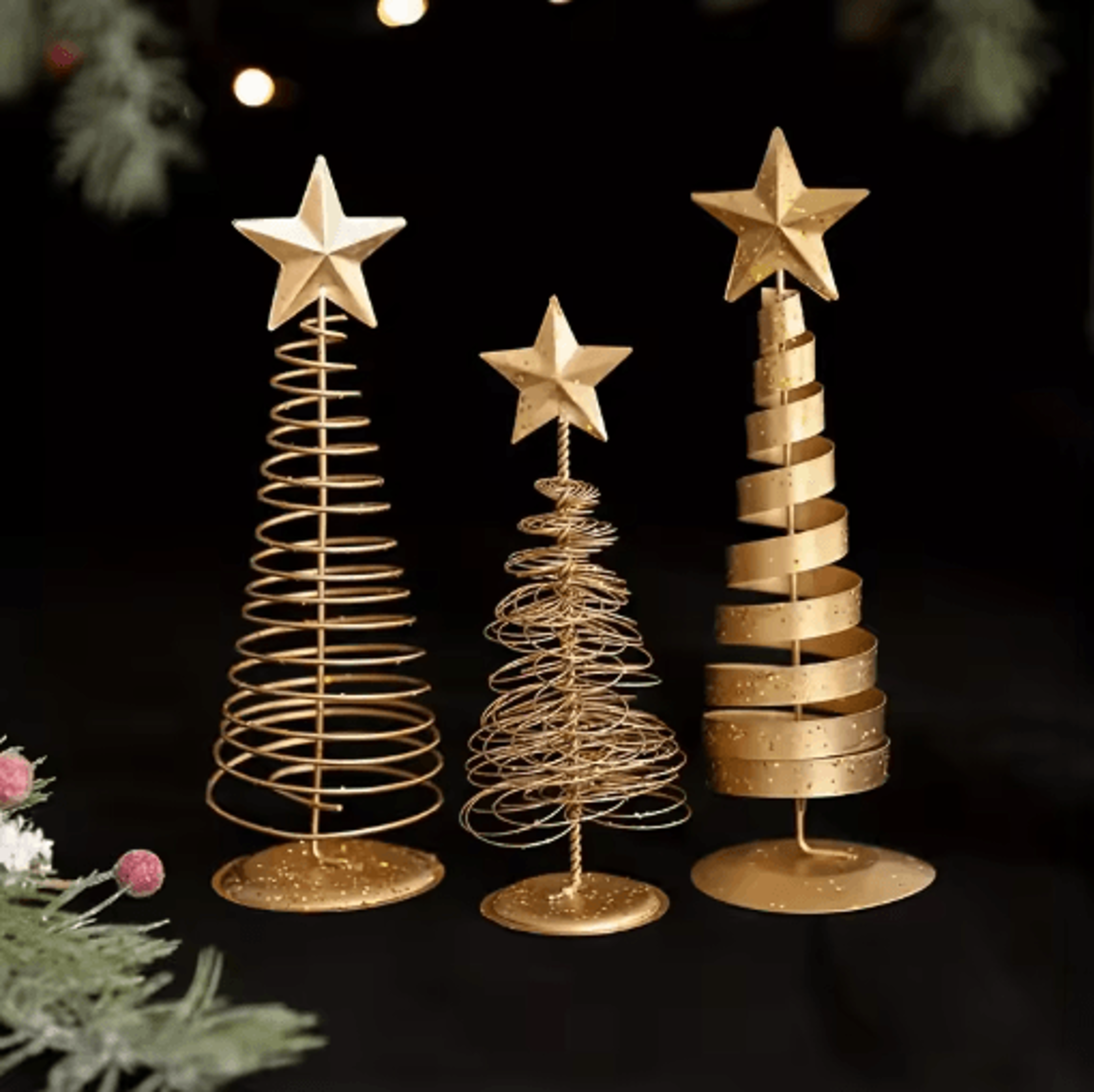iron golden christmas tree tabletop ornament festive holiday home and party decor