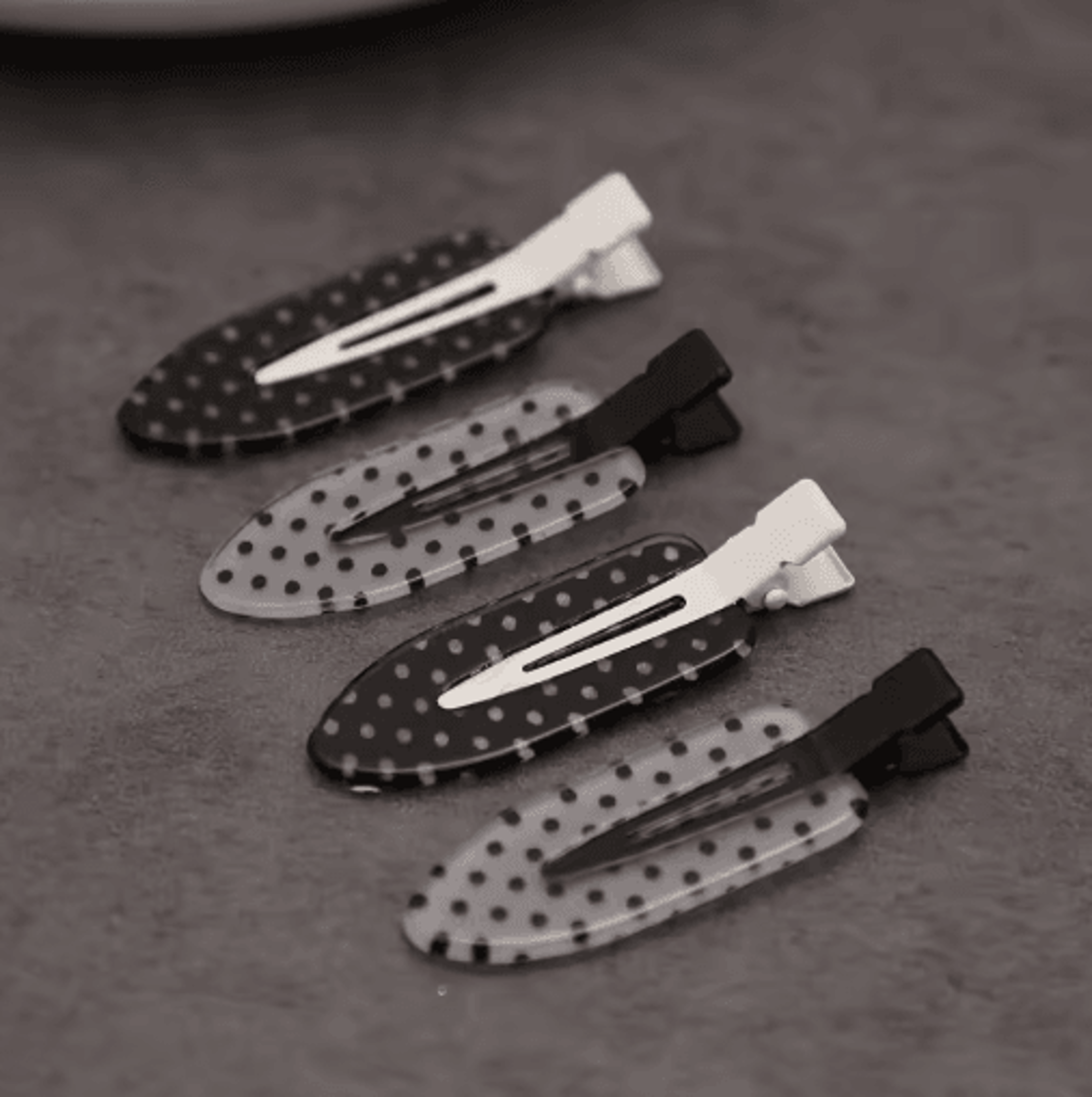 black & white polka dot acrylic hair clips – minimalist secure hold hair styling accessories