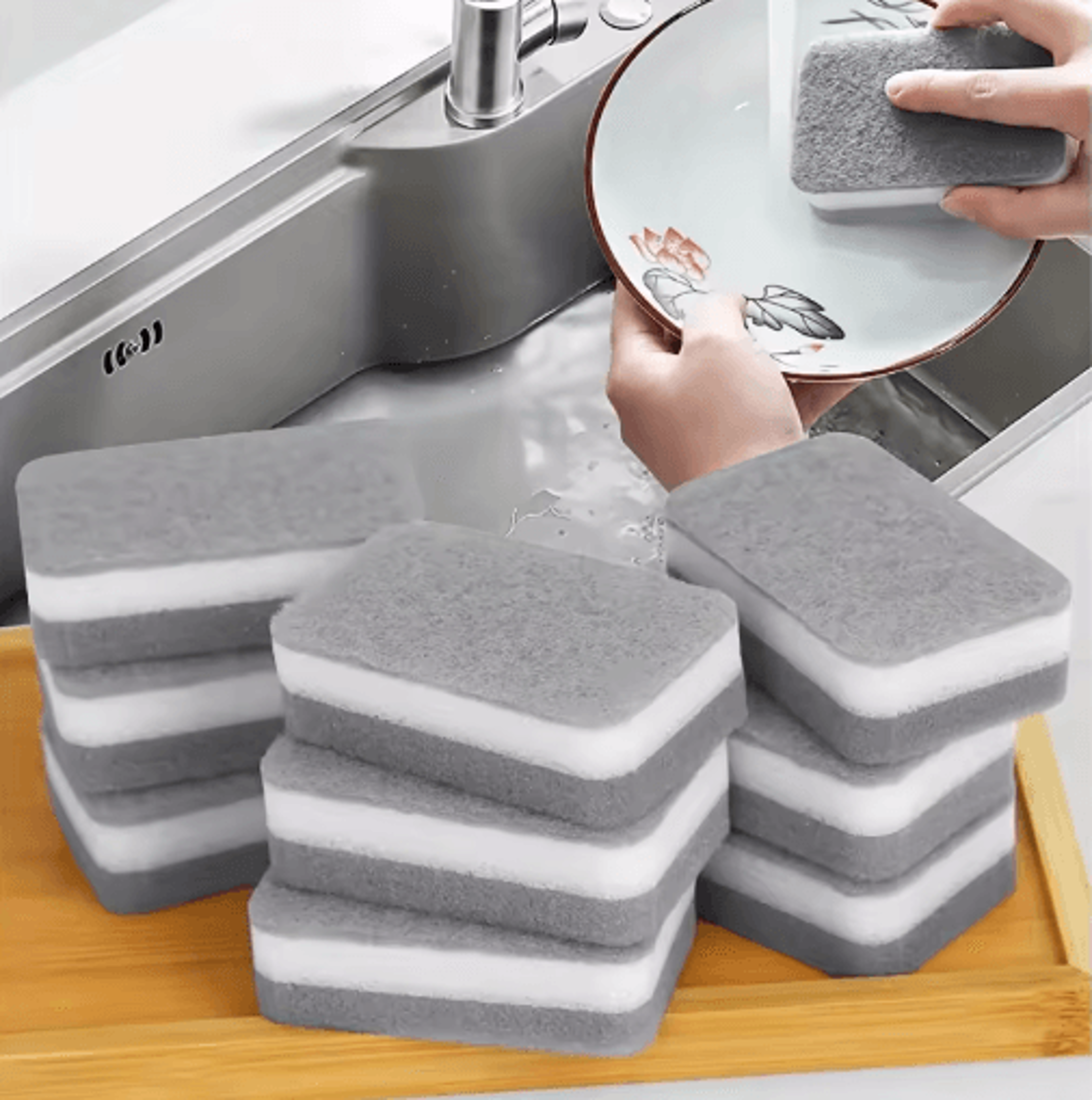 10-pack double-sided magic cleaning sponges for scratch-free home care