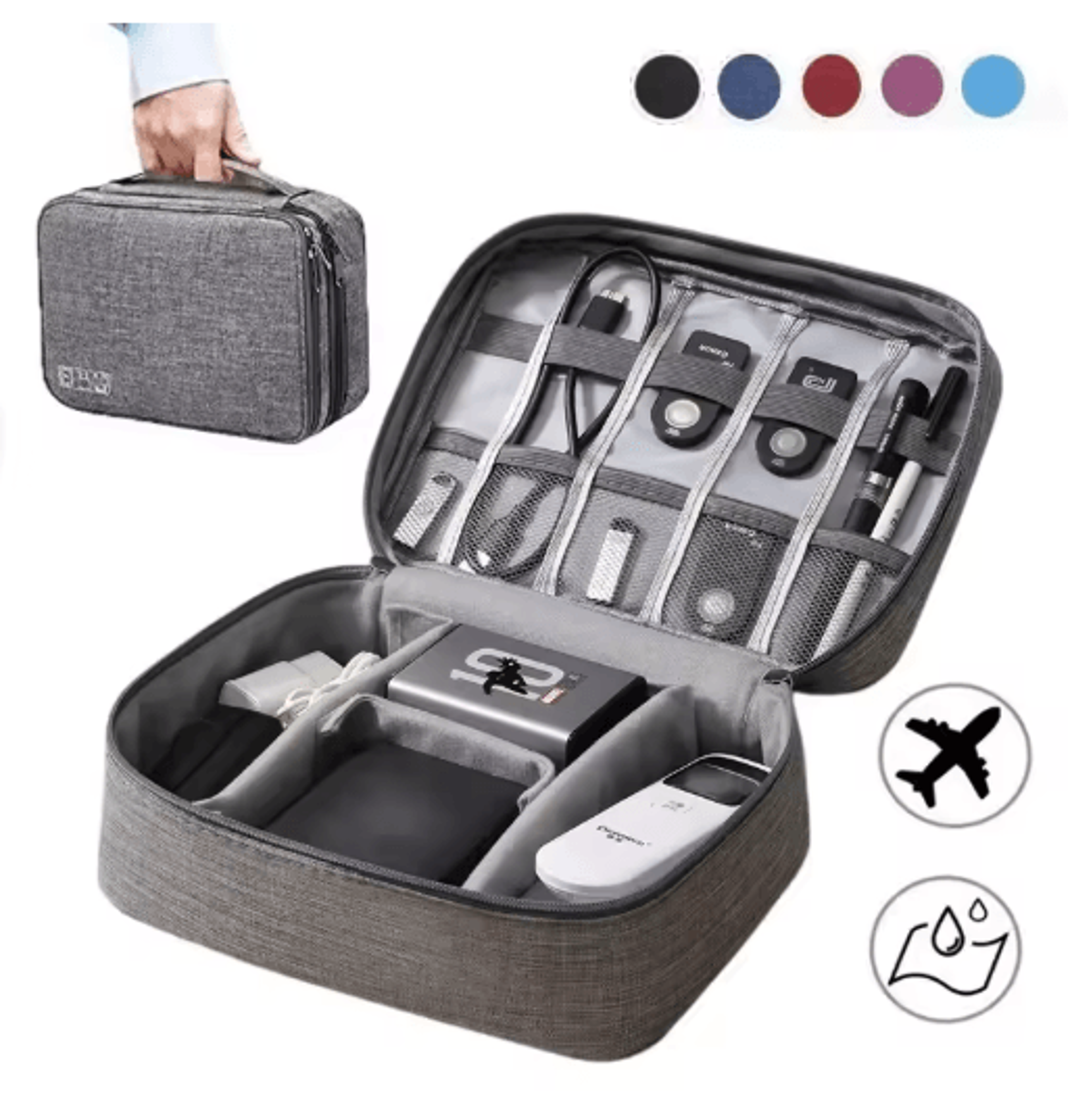 portable waterproof cable organizer pouch travel storage bag for usb cables chargers and electronics