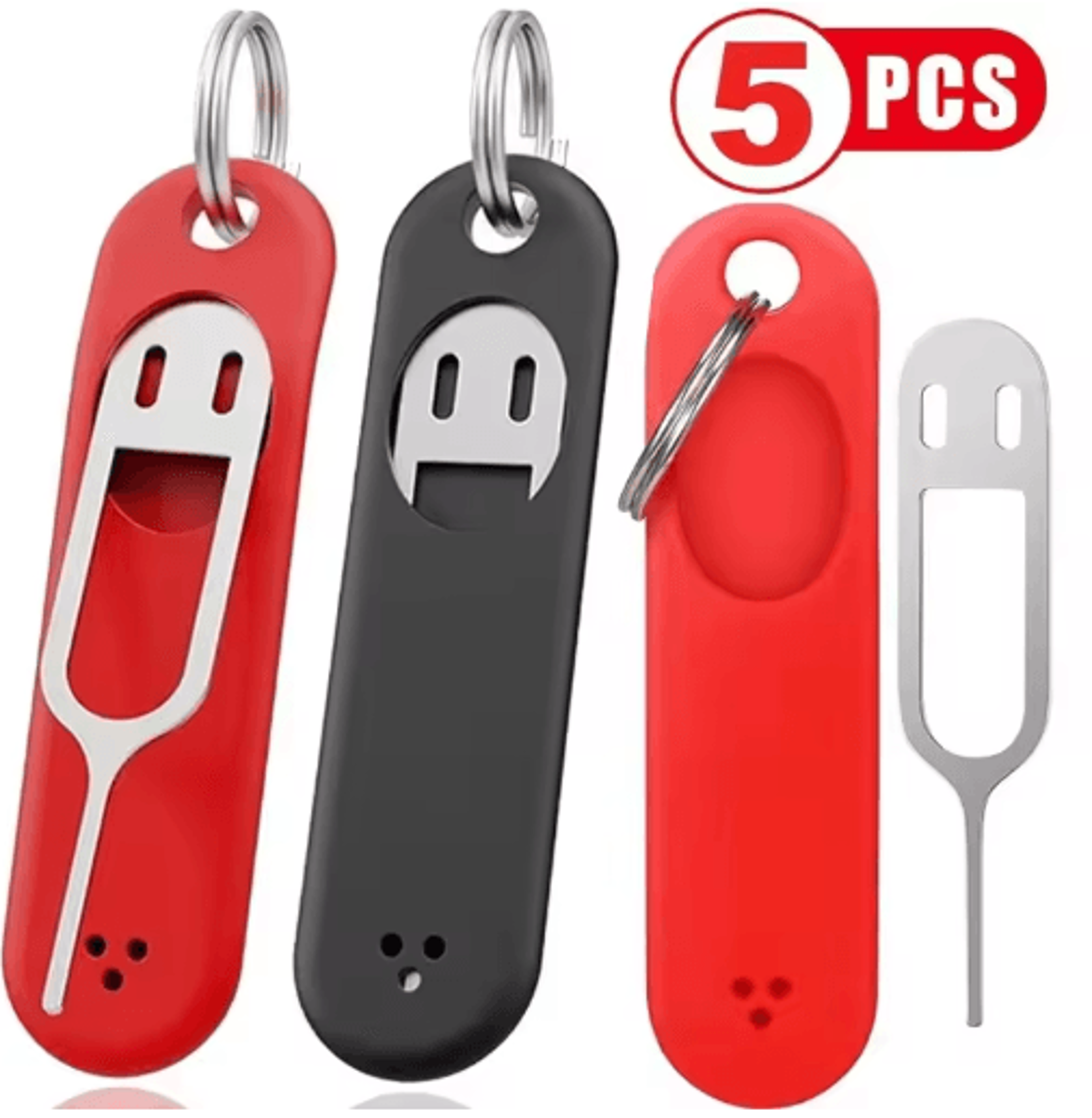 silicone sim ejector keychain set (1–5 pcs) – anti-lost phone sim removal tool