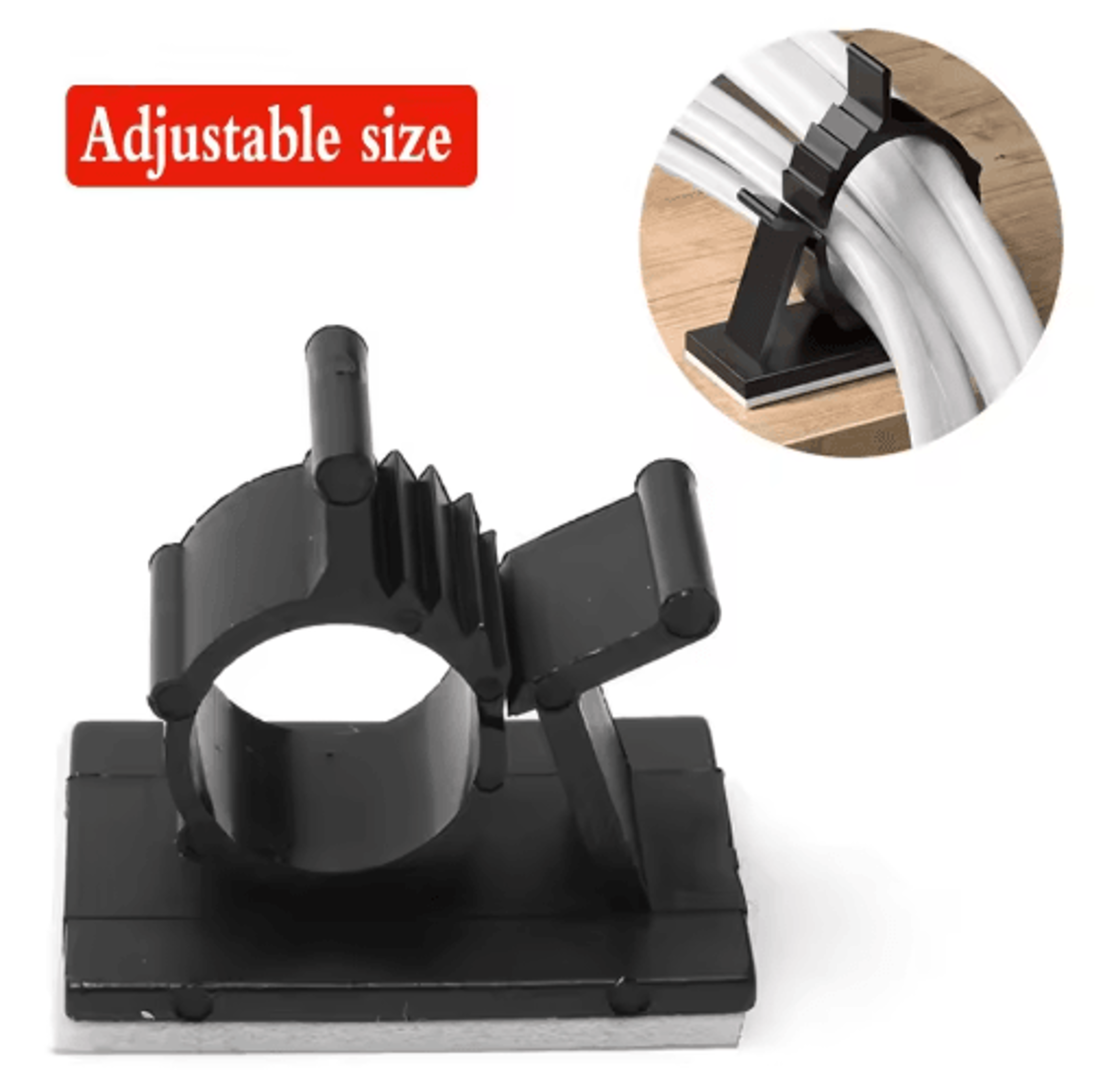 self-adhesive cable organizer clips (10-piece set) – adjustable desktop wire holders