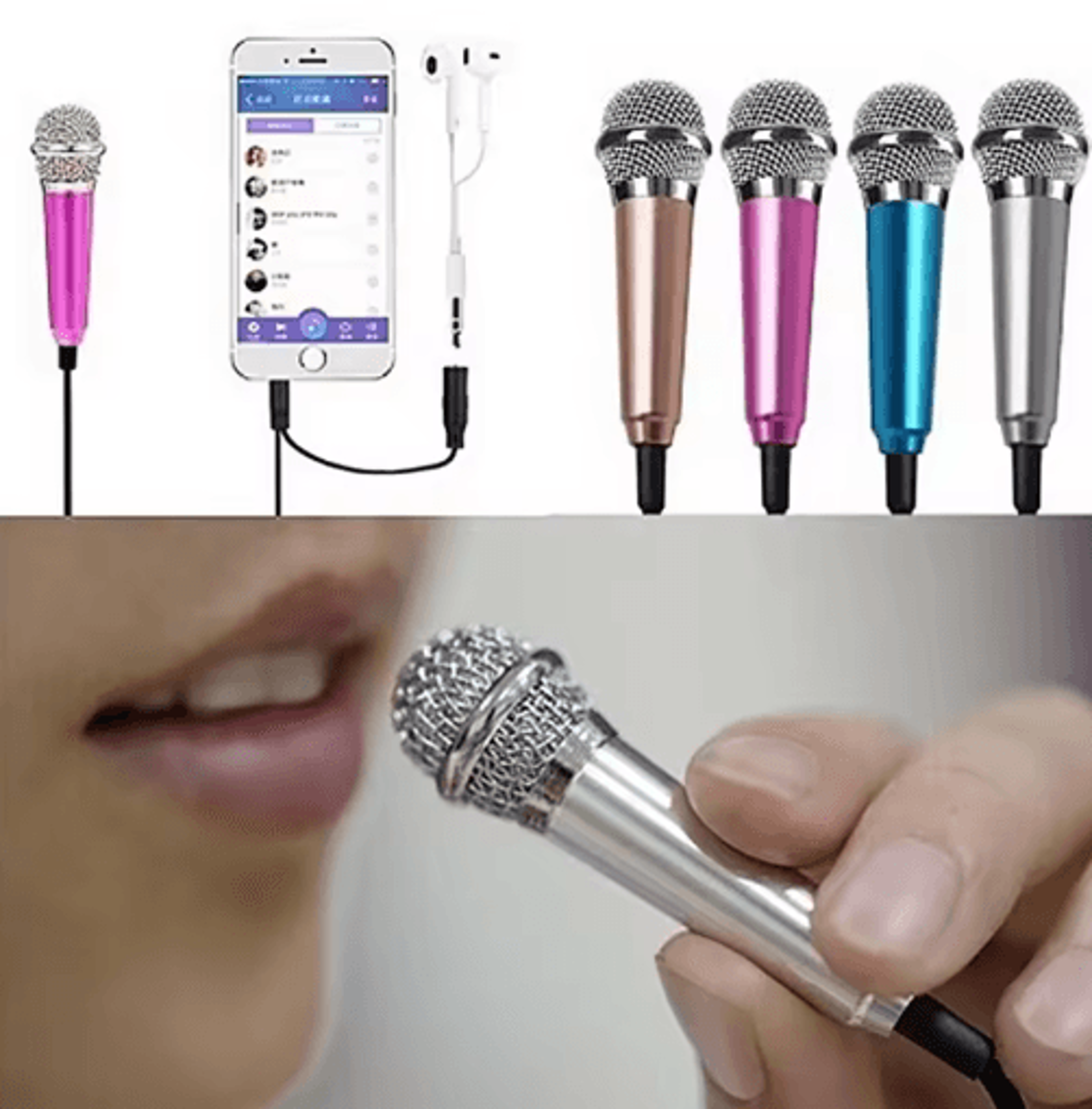 universal 3.5mm portable stereo mini microphone – handheld ktv karaoke & studio mic