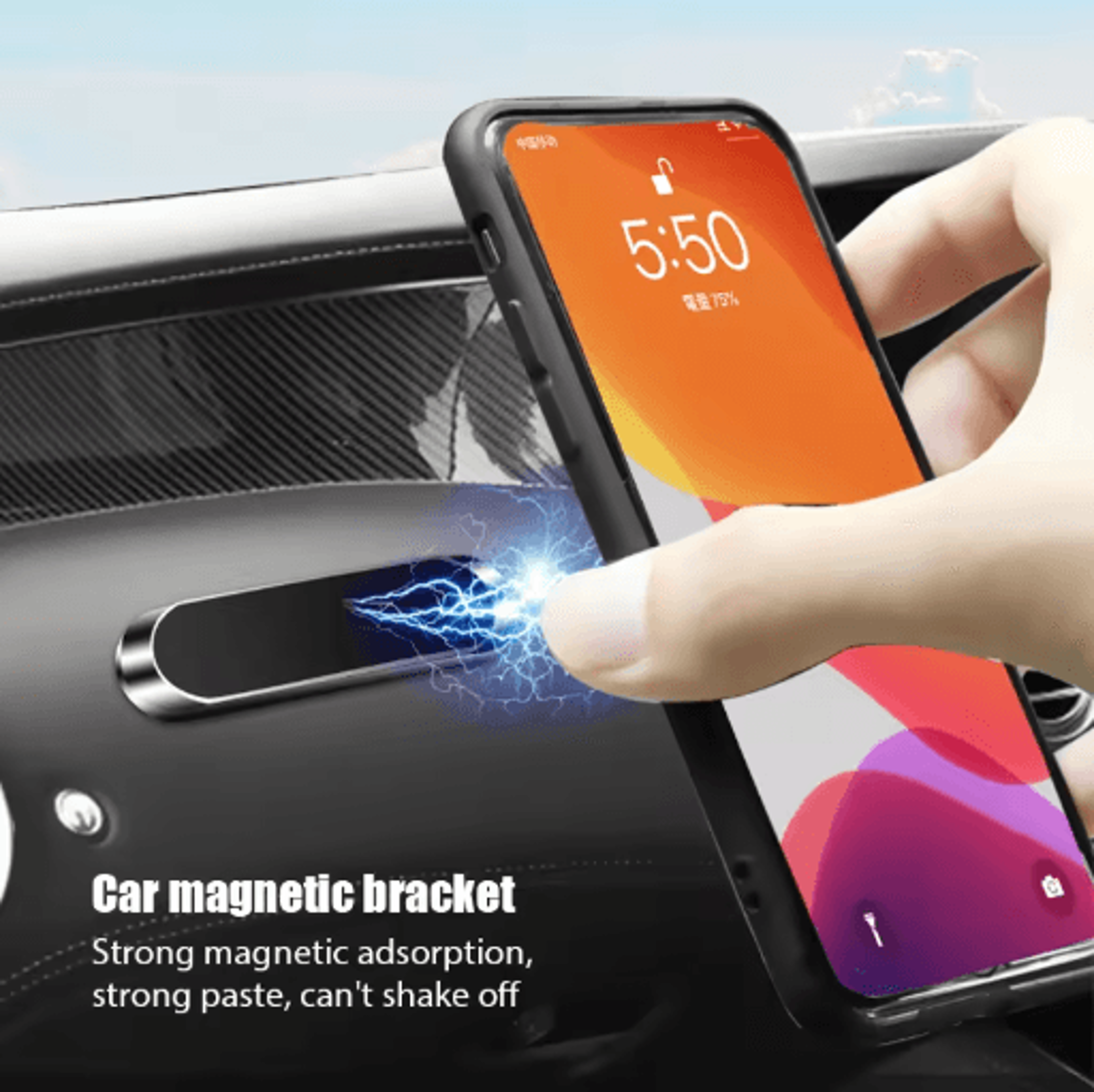 magnetic strip car phone holder slim magnet mount for dashboard and console