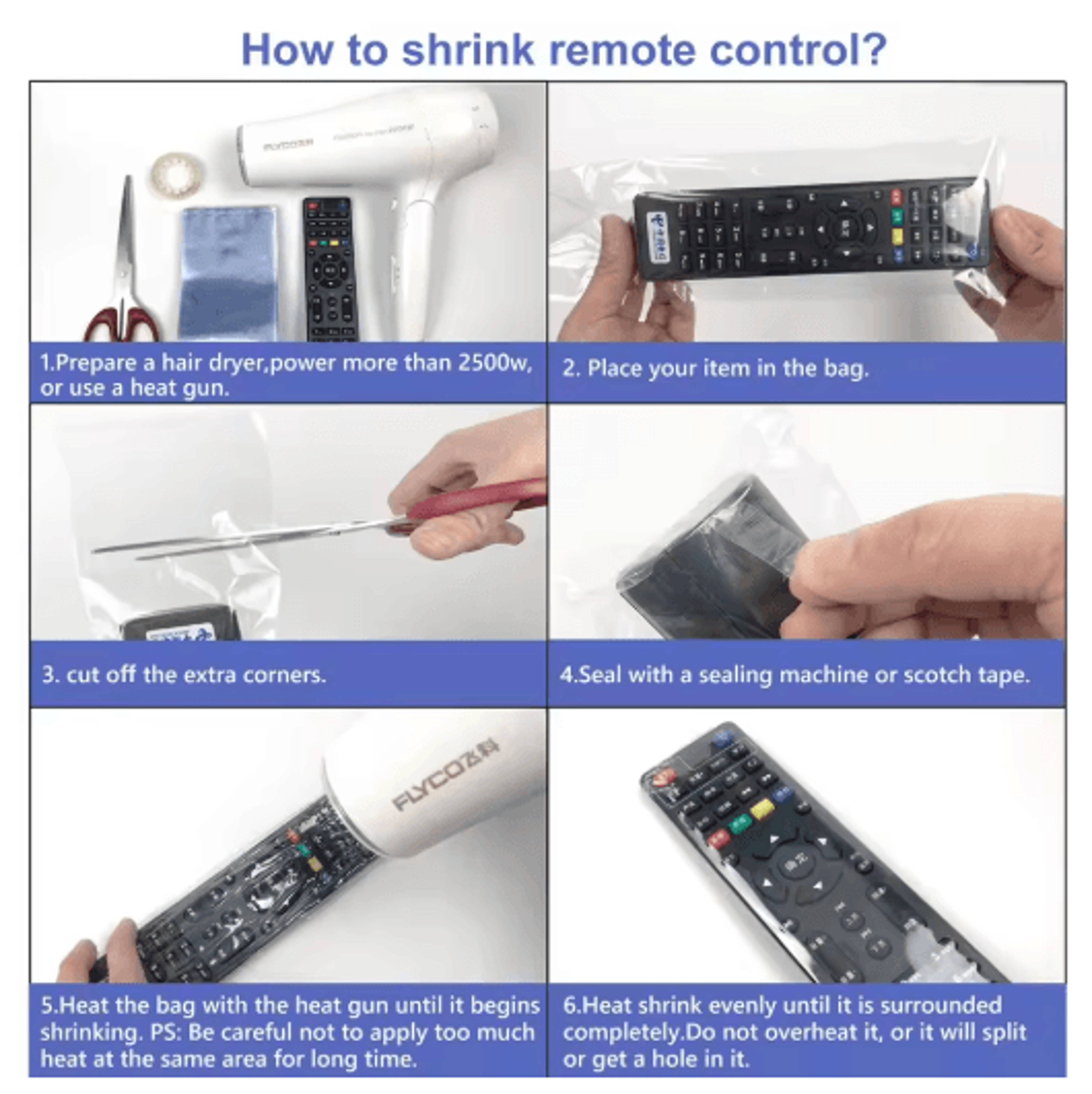 clear pvc heat shrink remote control cover 20 pack waterproof and dustproof protection film
