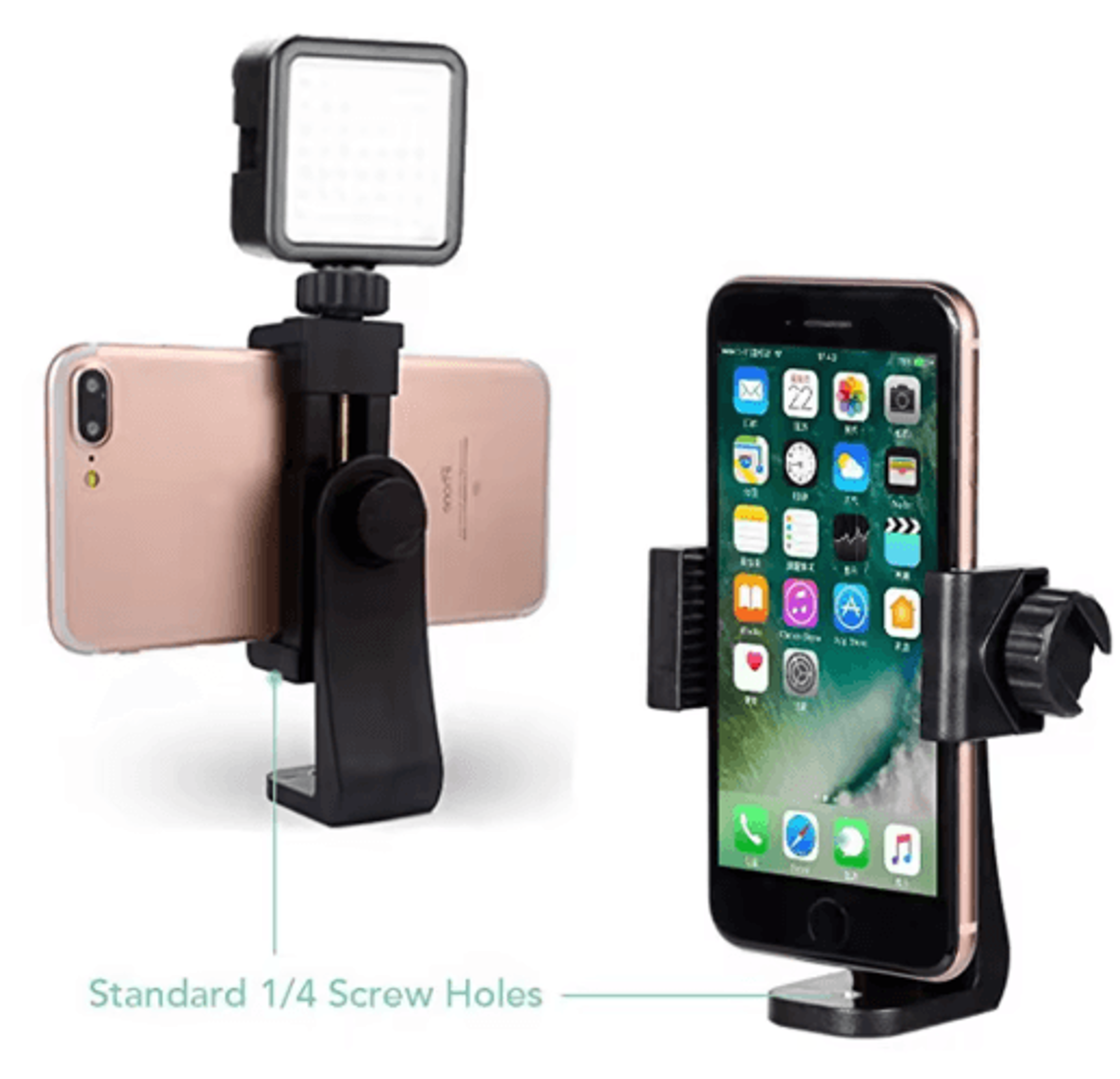 universal 360° tripod phone mount adapter 1/4screw smartphone clip holder