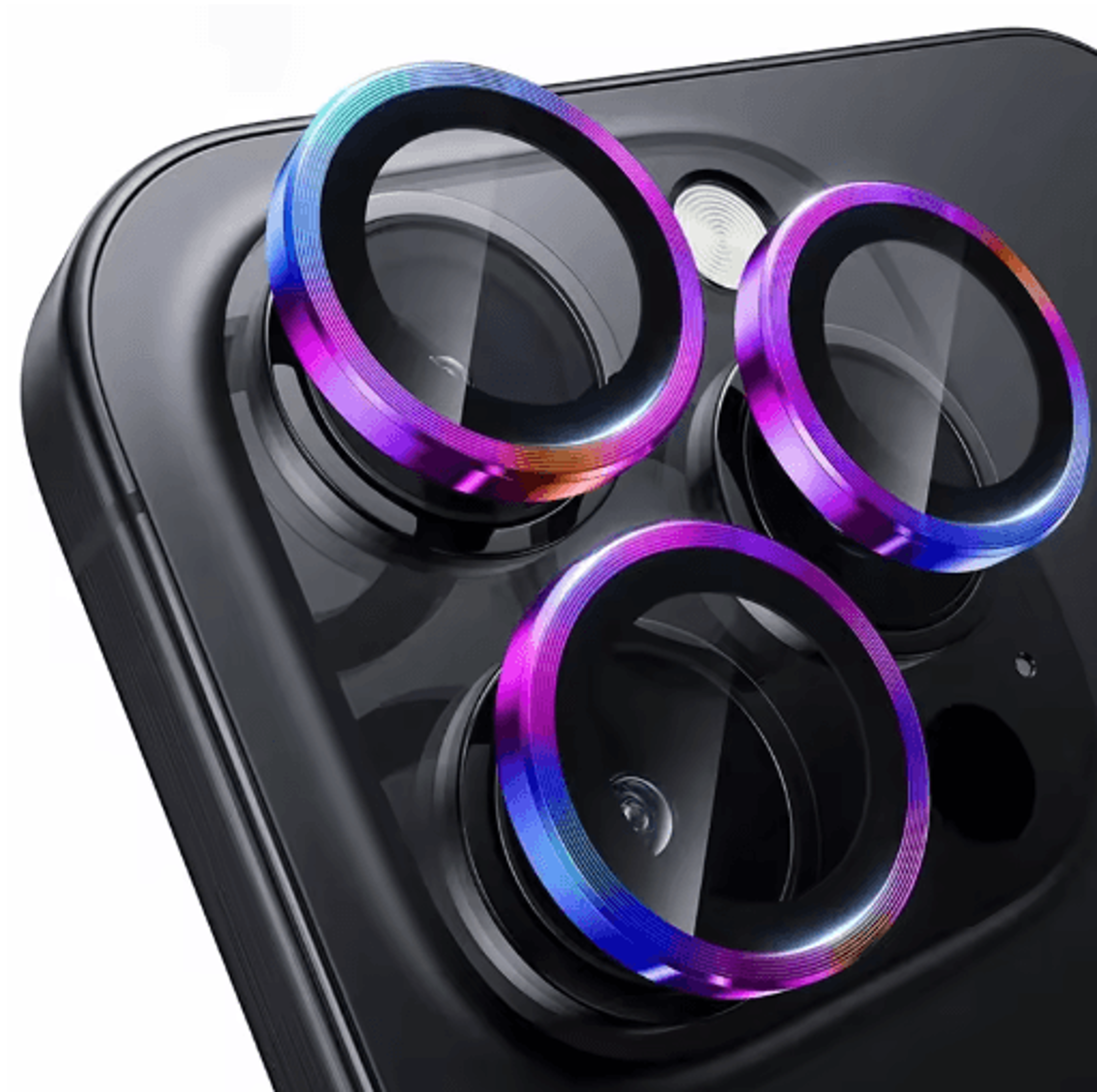 3-piece tempered glass & metal camera lens protector for iphone