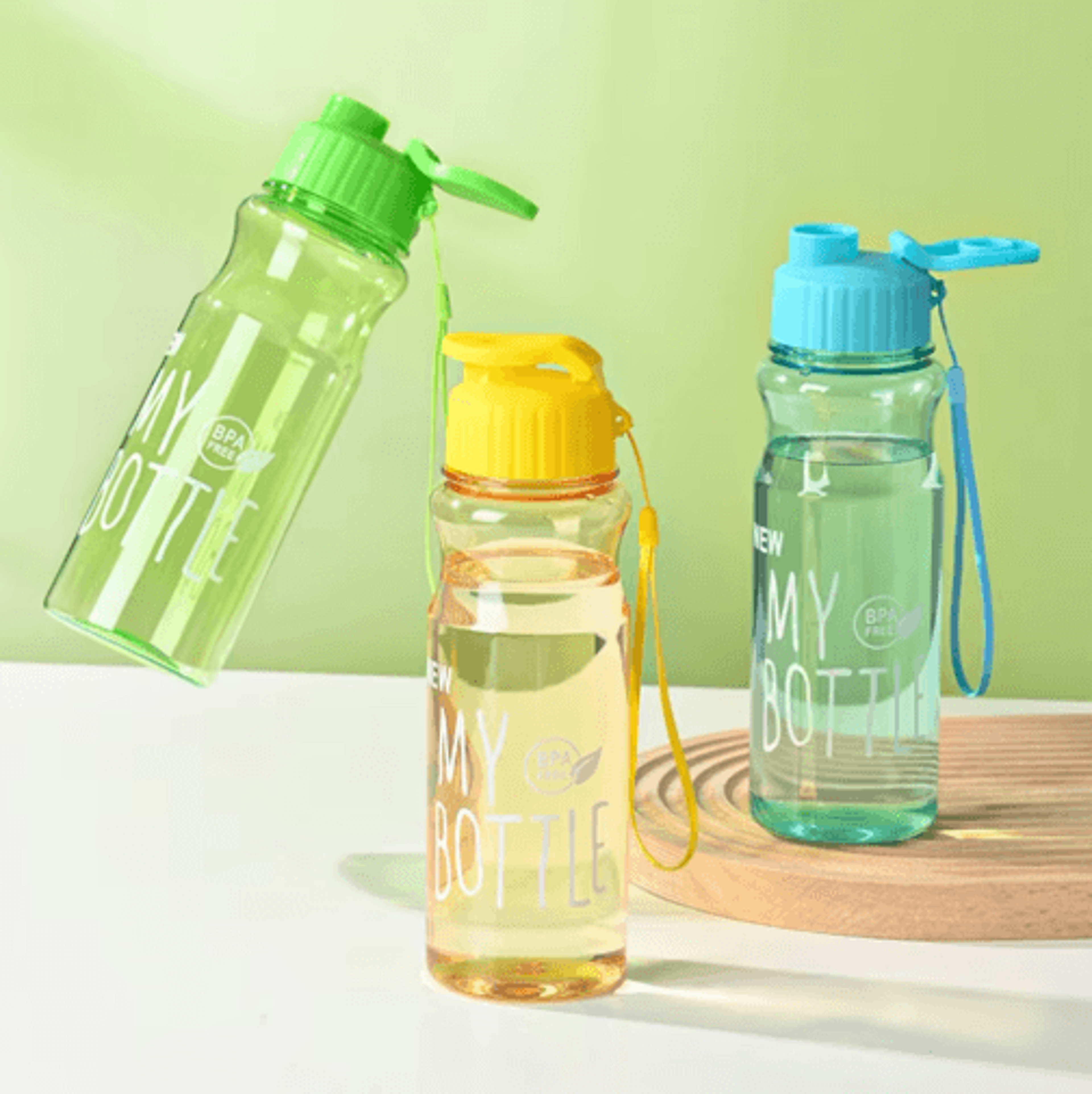50ml portable sports water bottle with flip lid & anti-drop rope