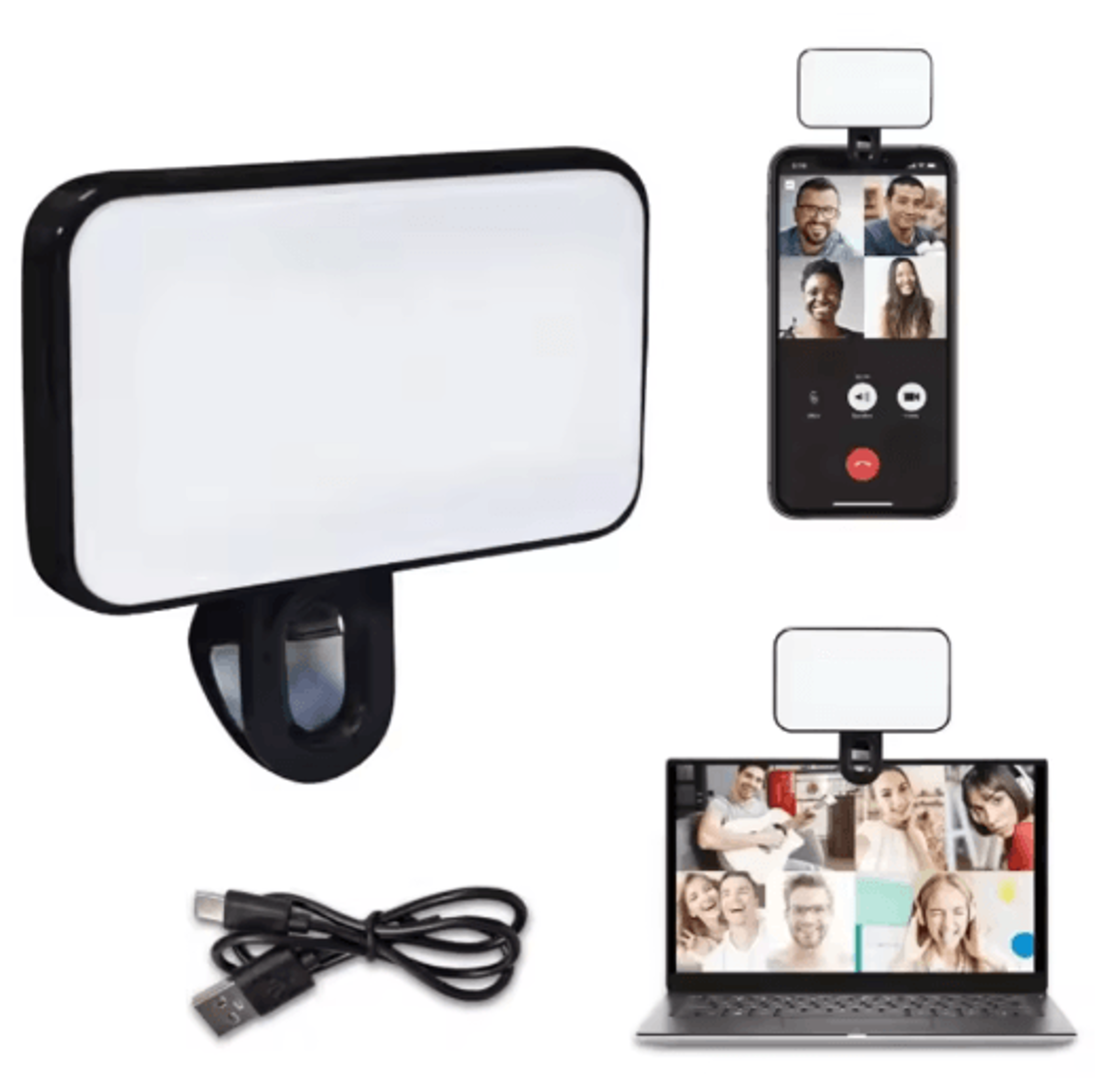 rechargeable mini selfie fill light with adjustable brightness (6000–12000k)