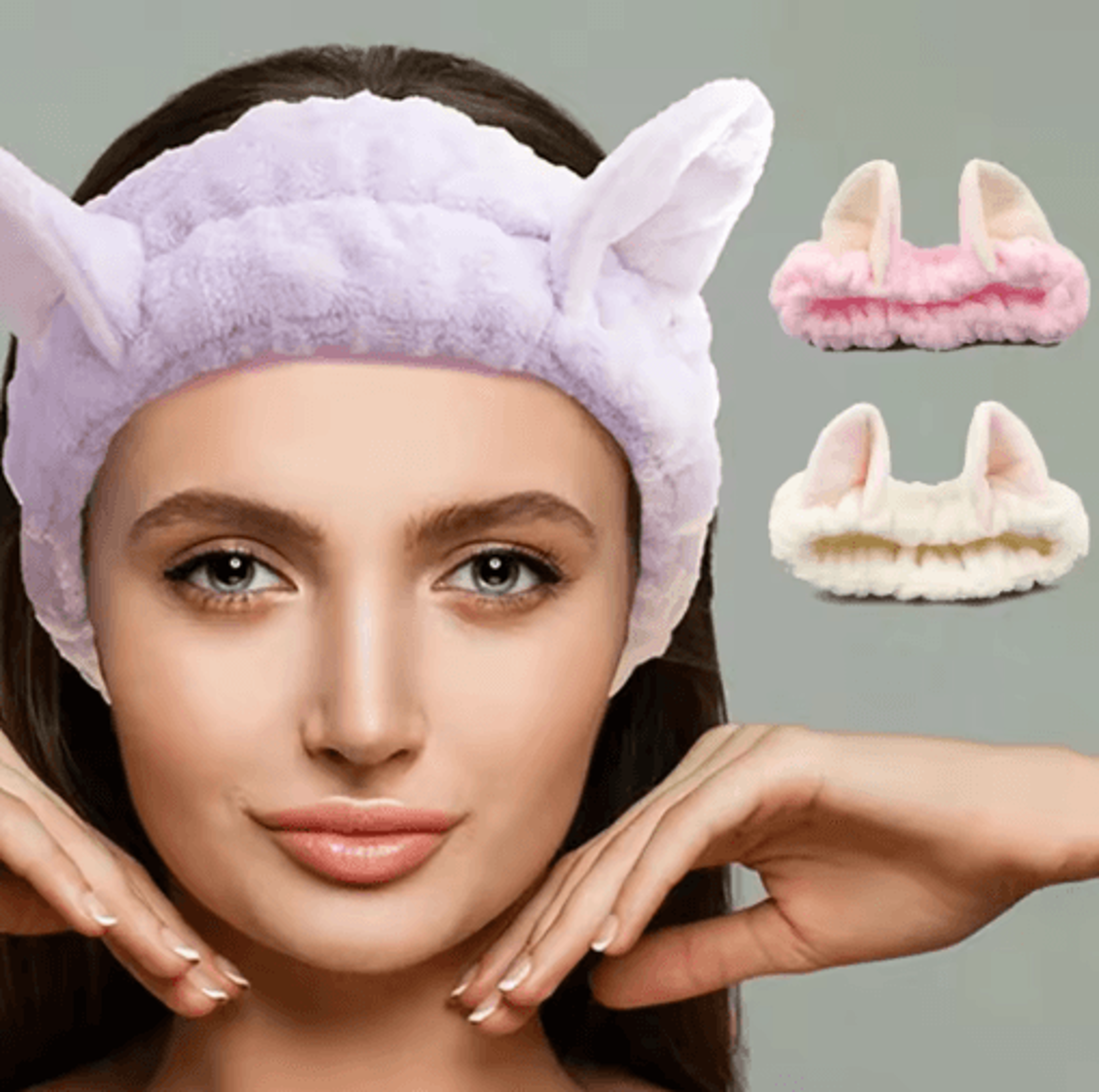 cute cat coral plush hairband – soft bow headband for makeup & face washing