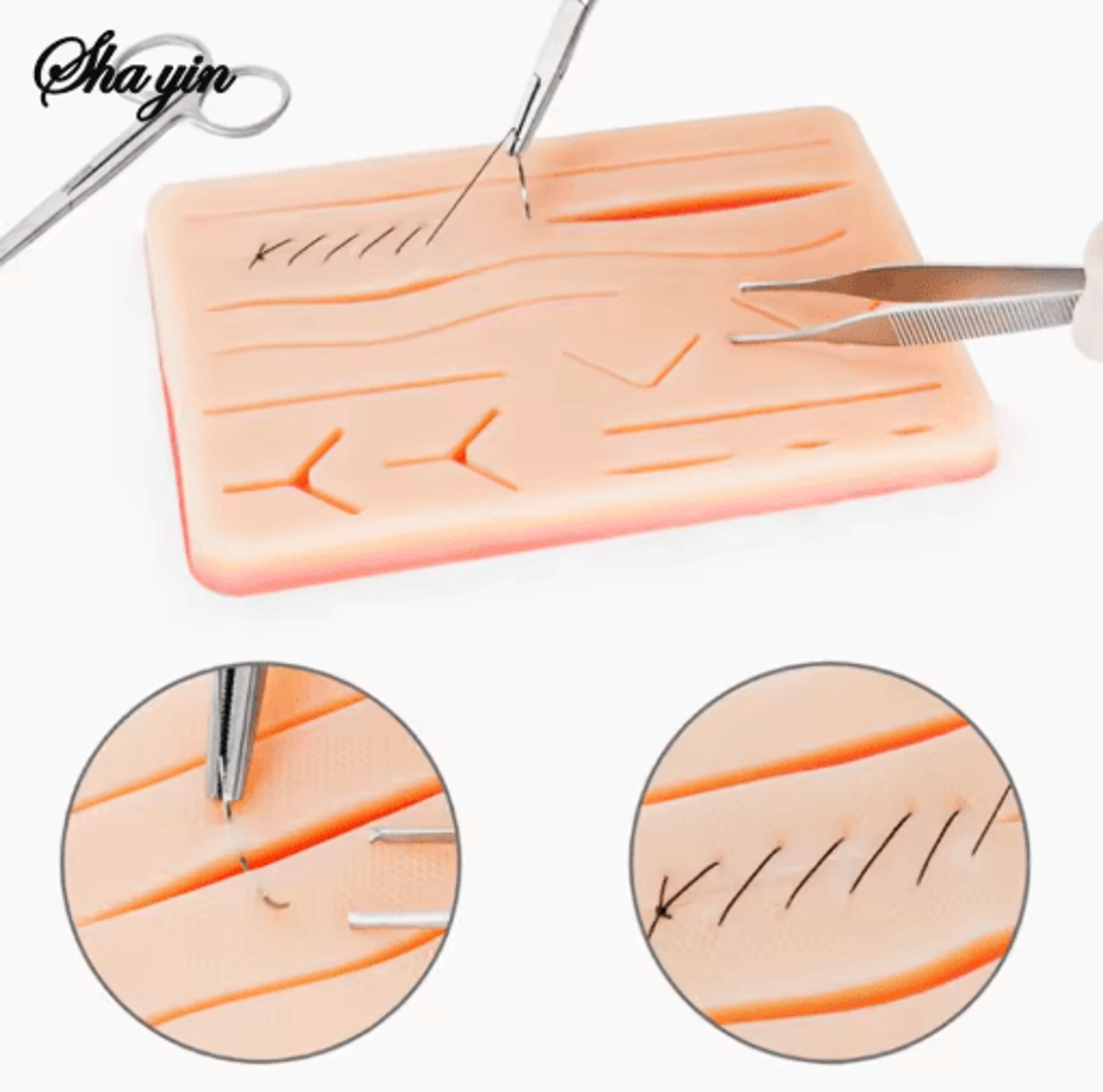 silicone suture practice skin pad surgical wound training kit for medical practice