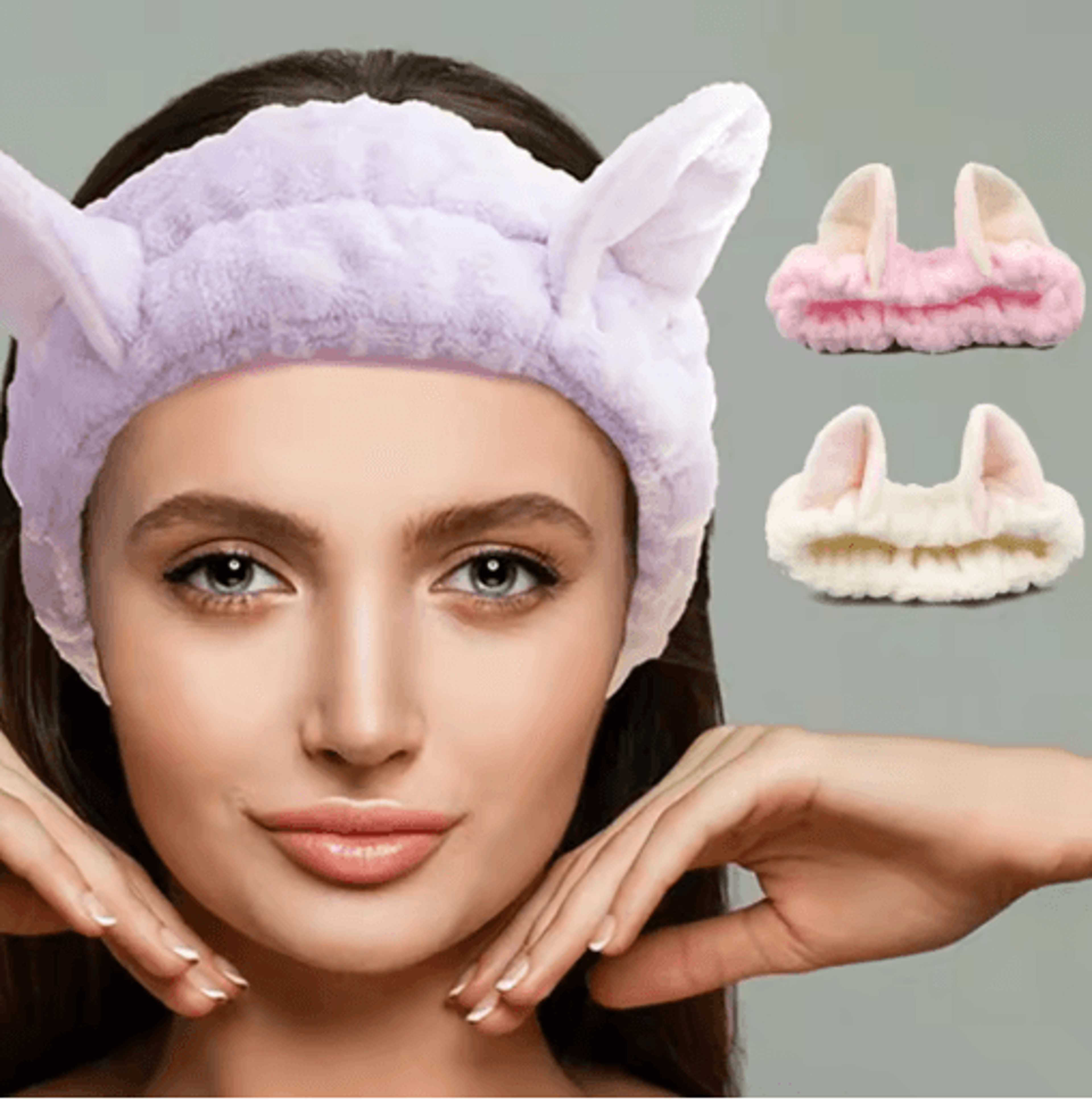 cat coral plush hairband cute soft bow headband for face wash and makeup