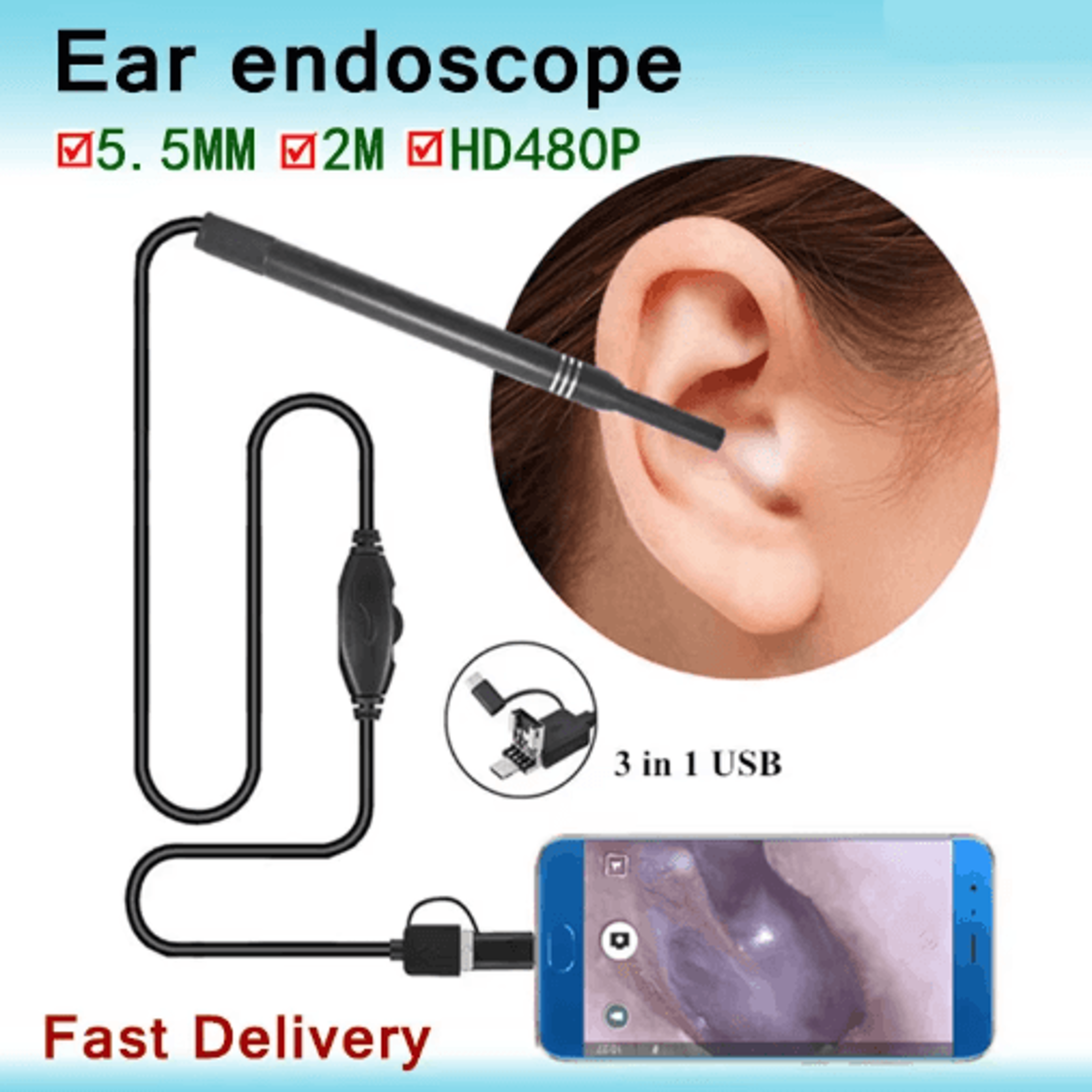usb hd visual ear cleaner camera intelligent earwax removal endoscope tool