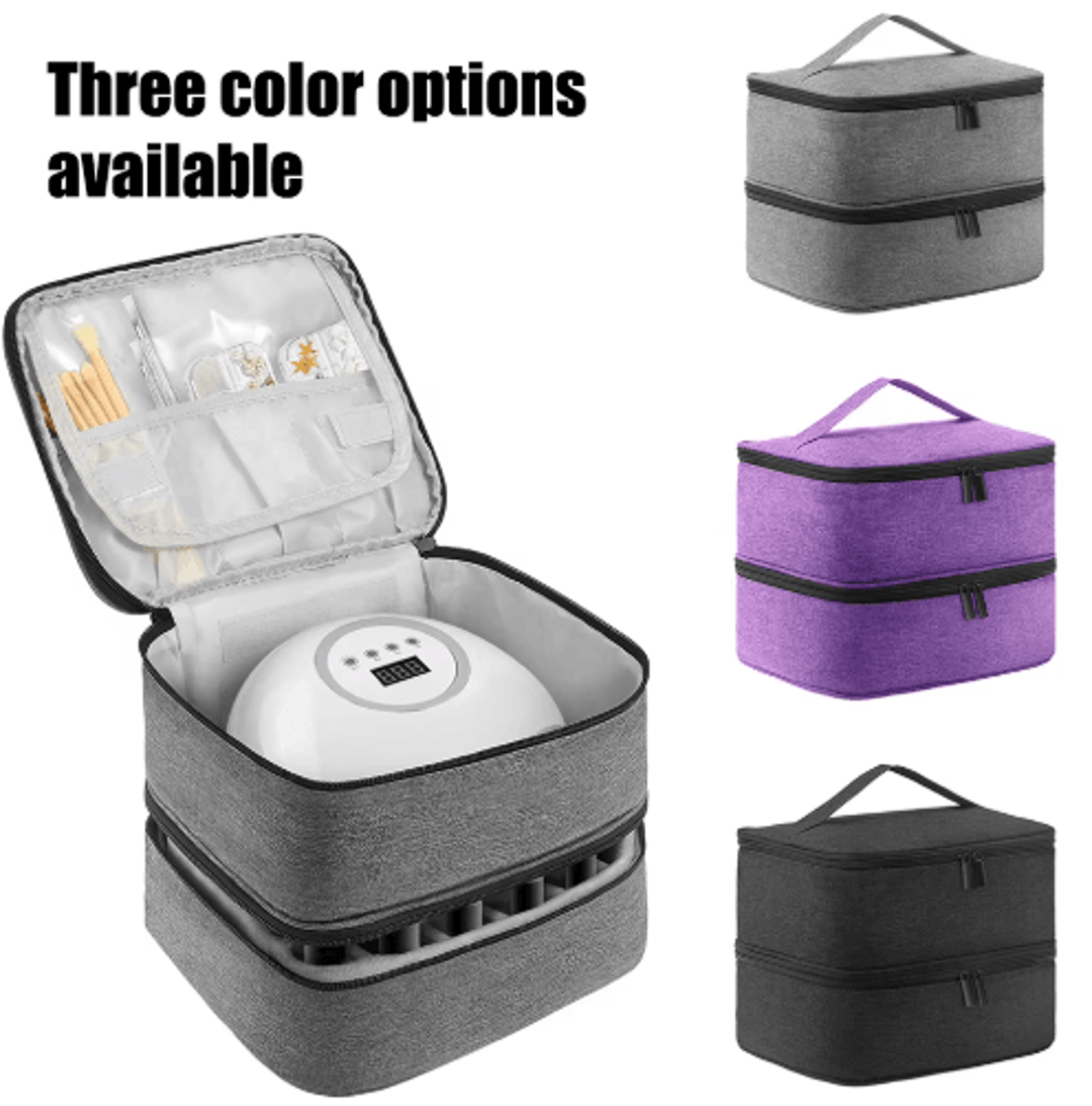 double-layer nail polish storage bag 30-compartment portable nail care organizer