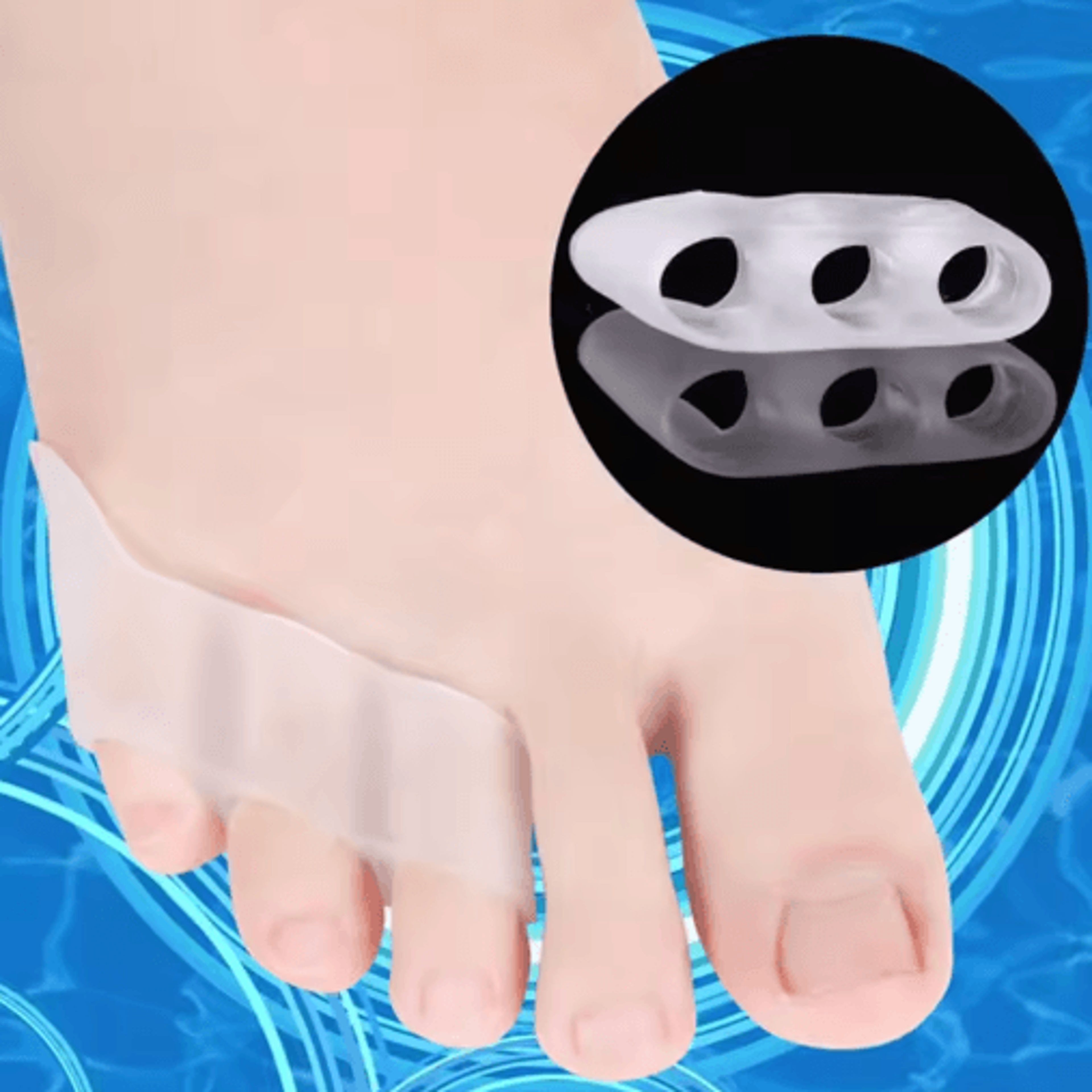 silicone small toe corrector 3-hole toe splitter & protective sleeve (1 pair)