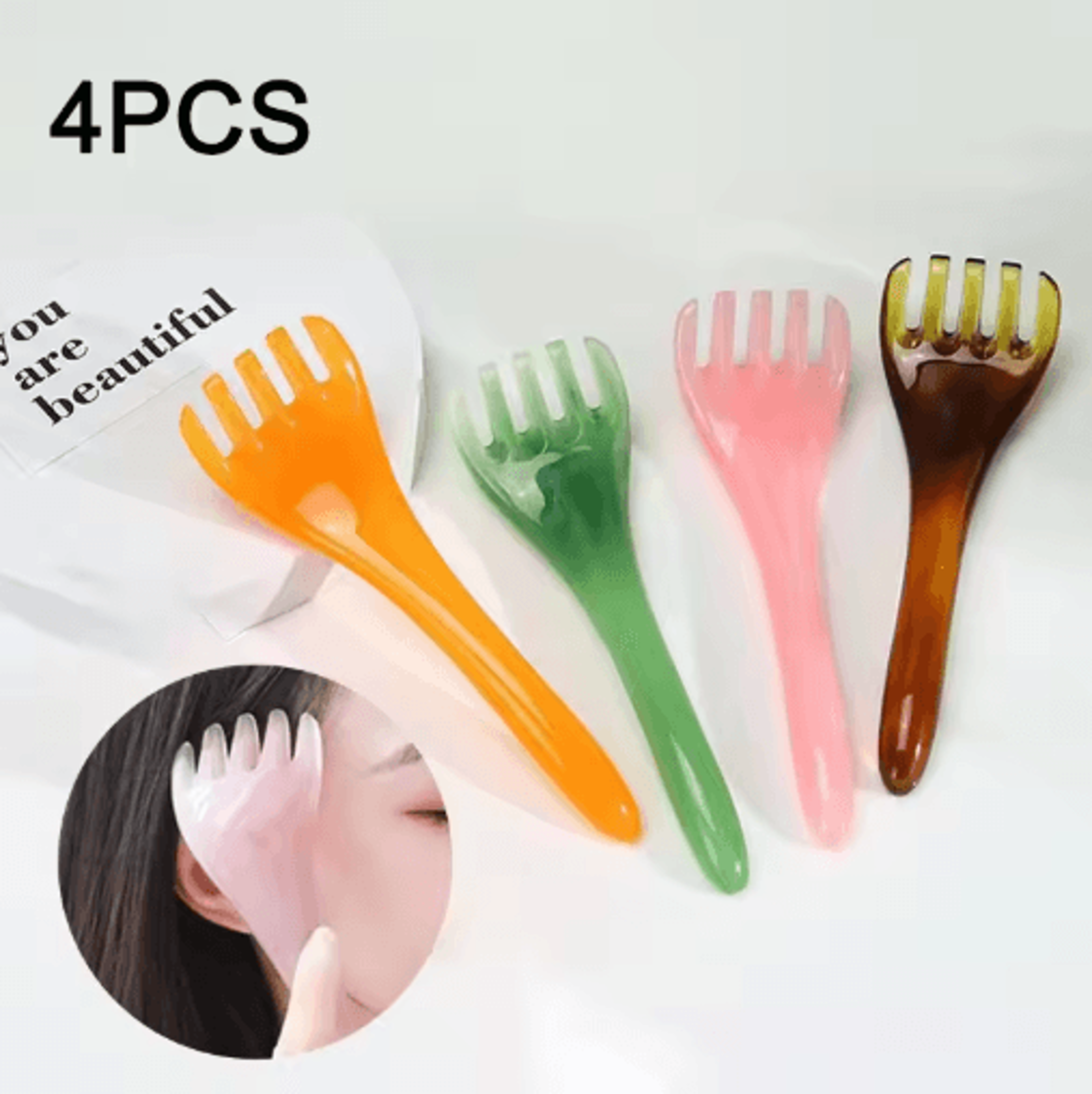4-piece scalp & body massager set portable head scratcher spa relaxation tool