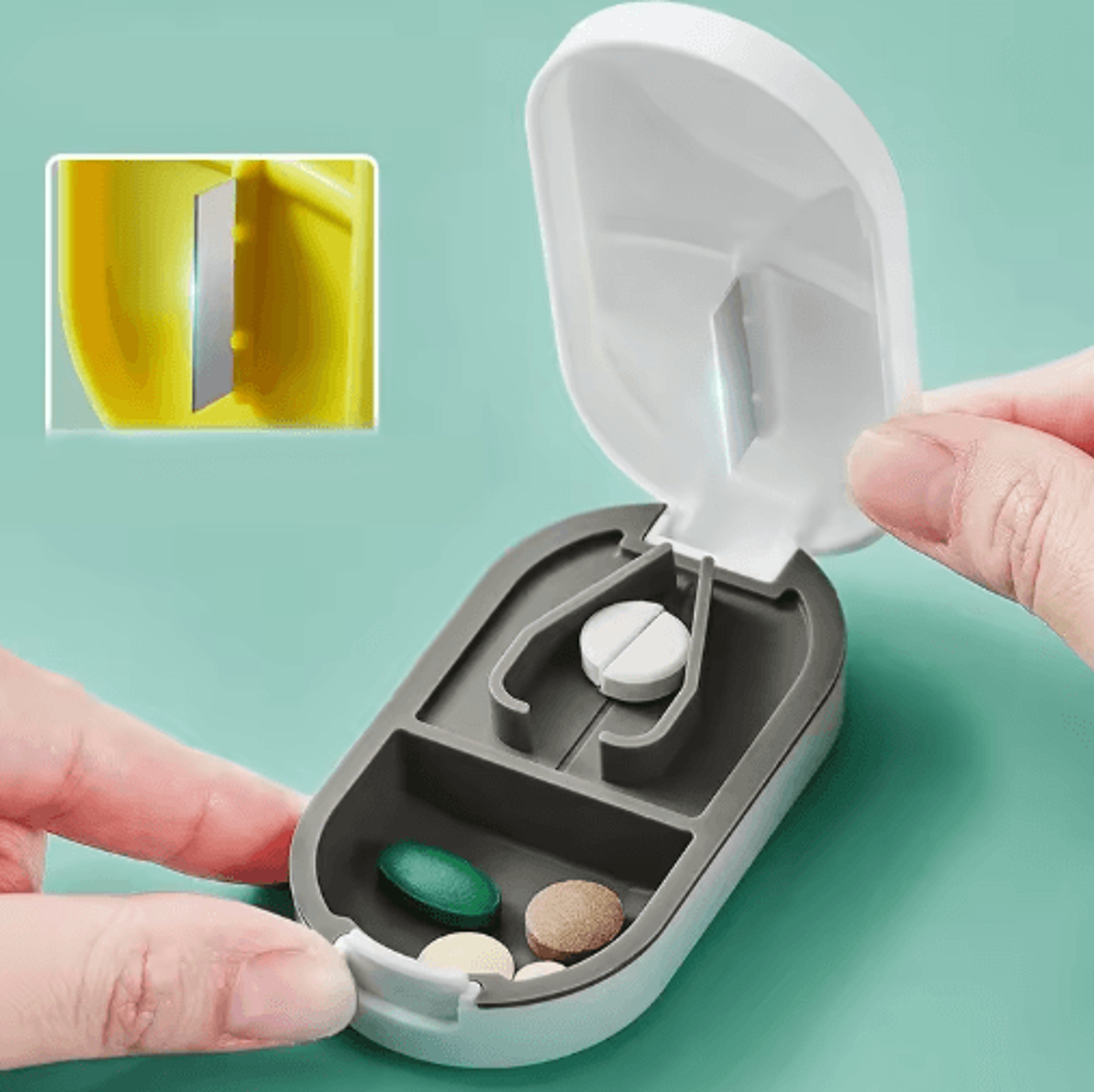portable pill cutter & splitter stainless steel blade tablet divider