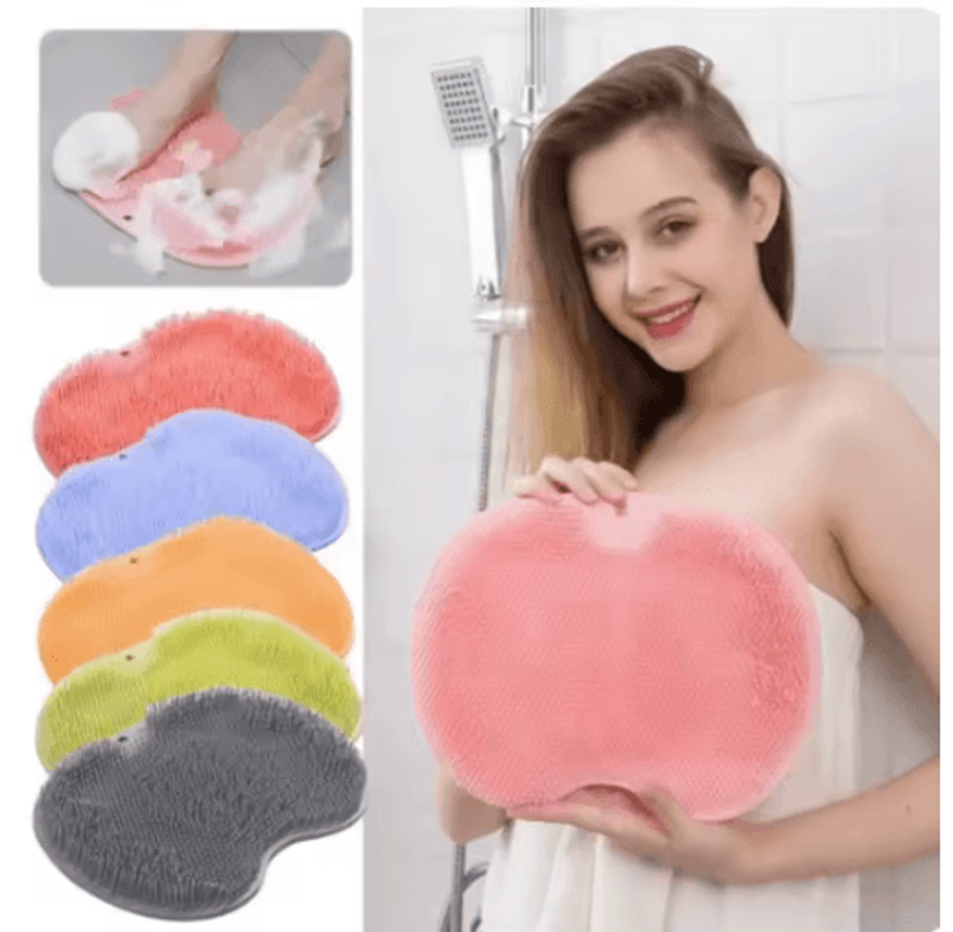anti slip shower foot massage mat suction cup bath scrubber and safety mat