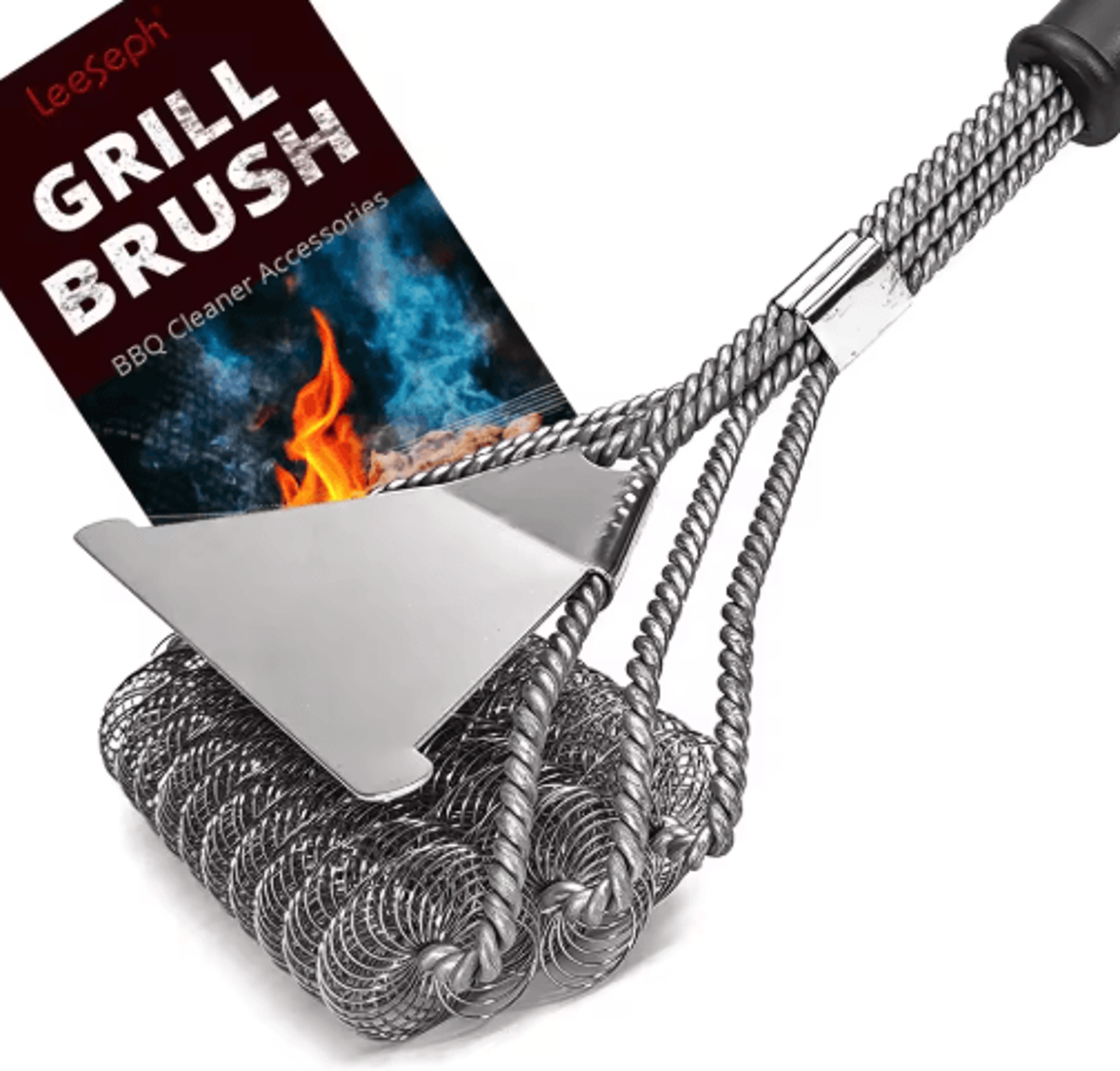 safe bristle-free grill brush – stainless steel bbq grill cleaner for safer grilling