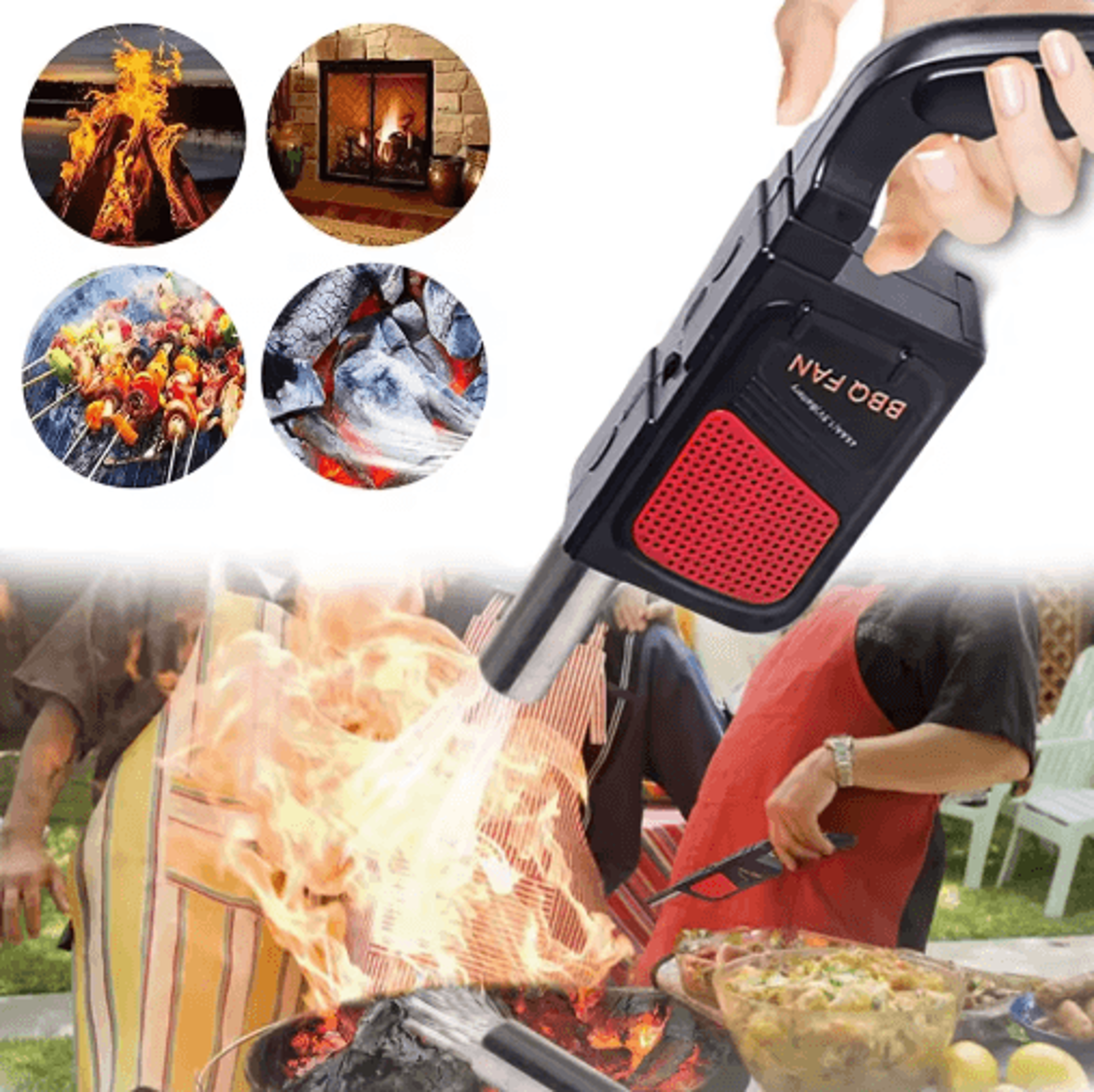 portable electric bbq air blower – handheld charcoal grill fan for camping & picnics
