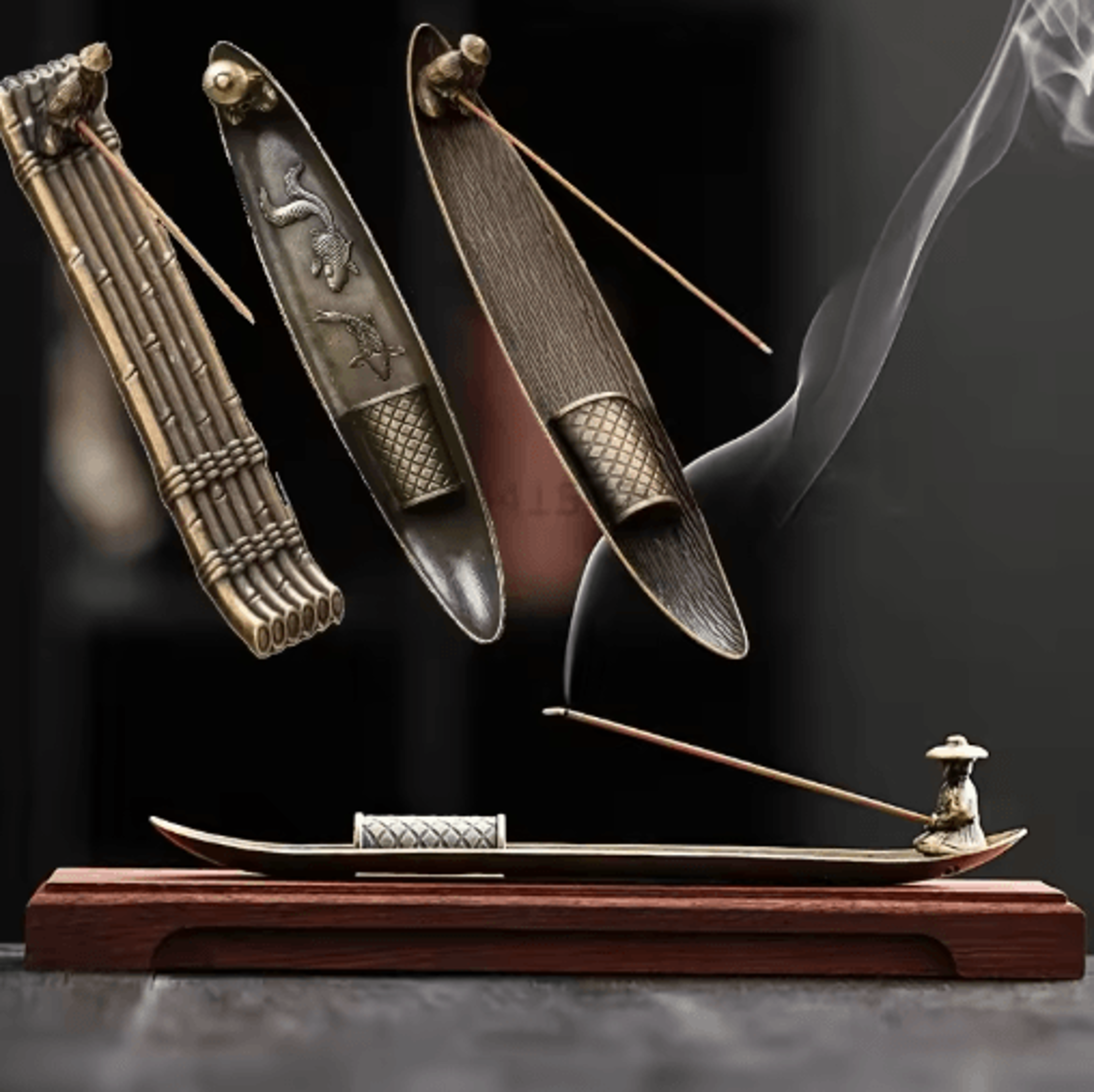 japanese style fisherman boat incense holder – aromatherapy decor