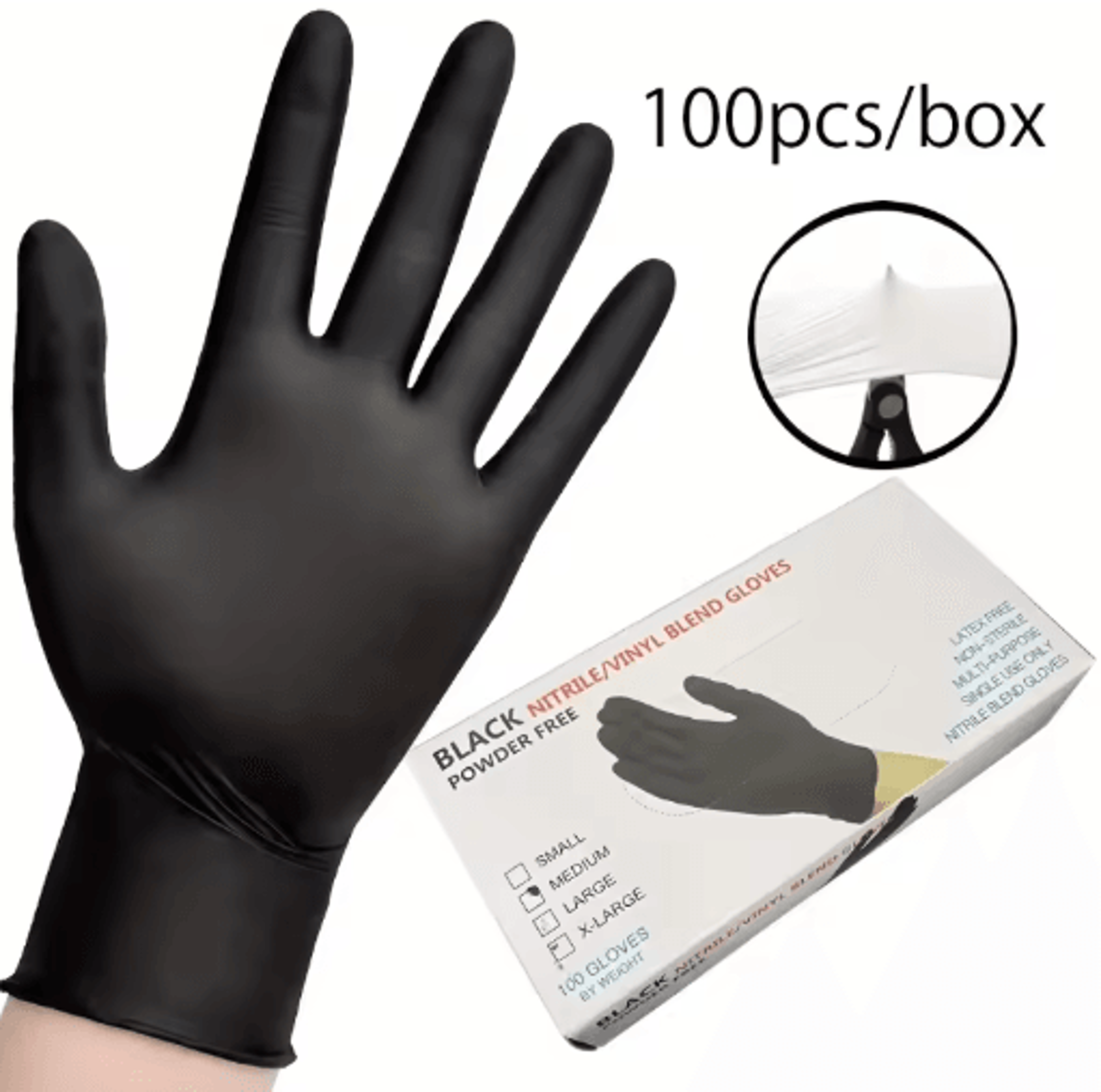 black nitrile disposable gloves – latex-free for cleaning & personal care