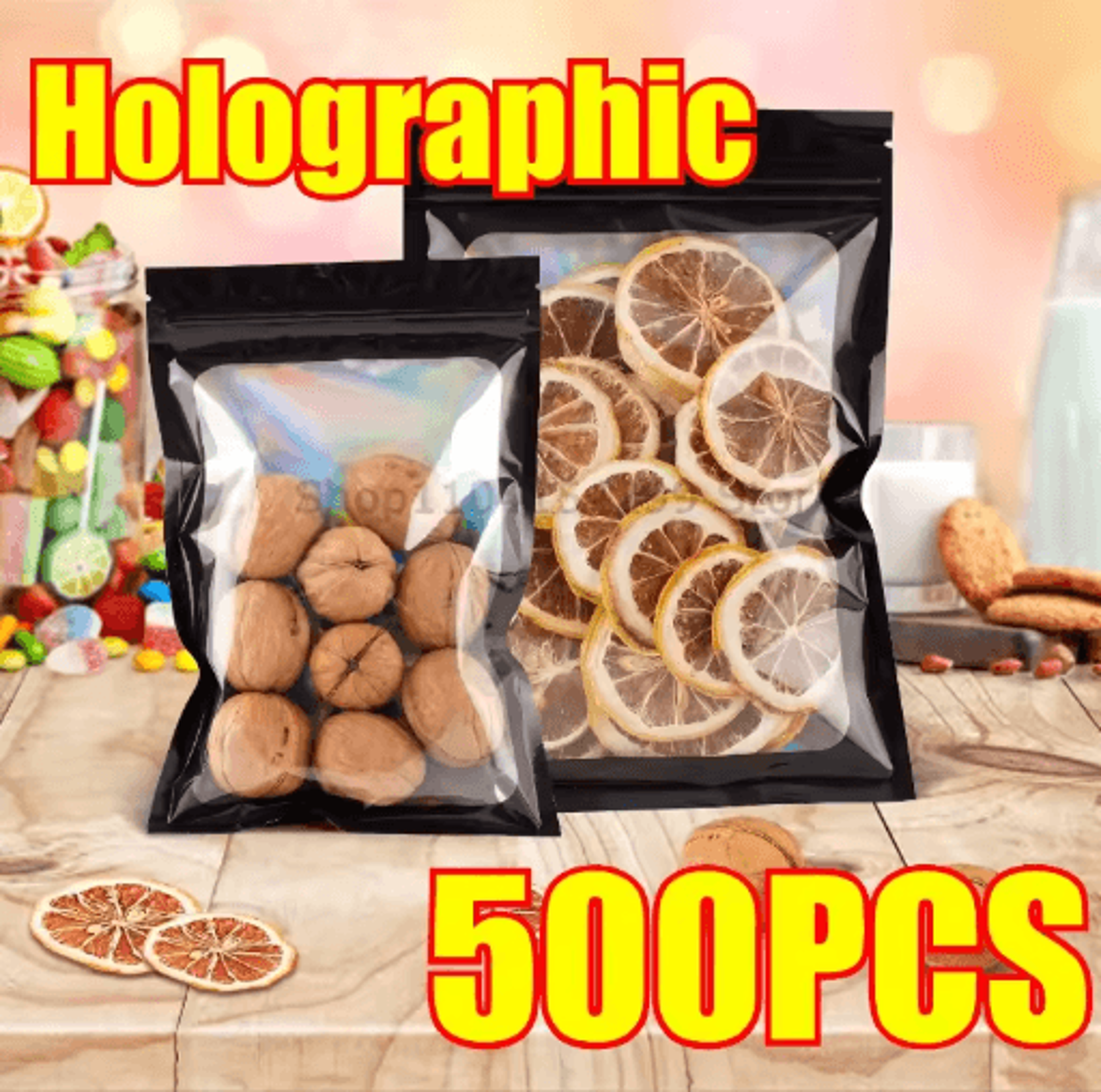 holographic ziplock bags for jewelry nails and beauty display