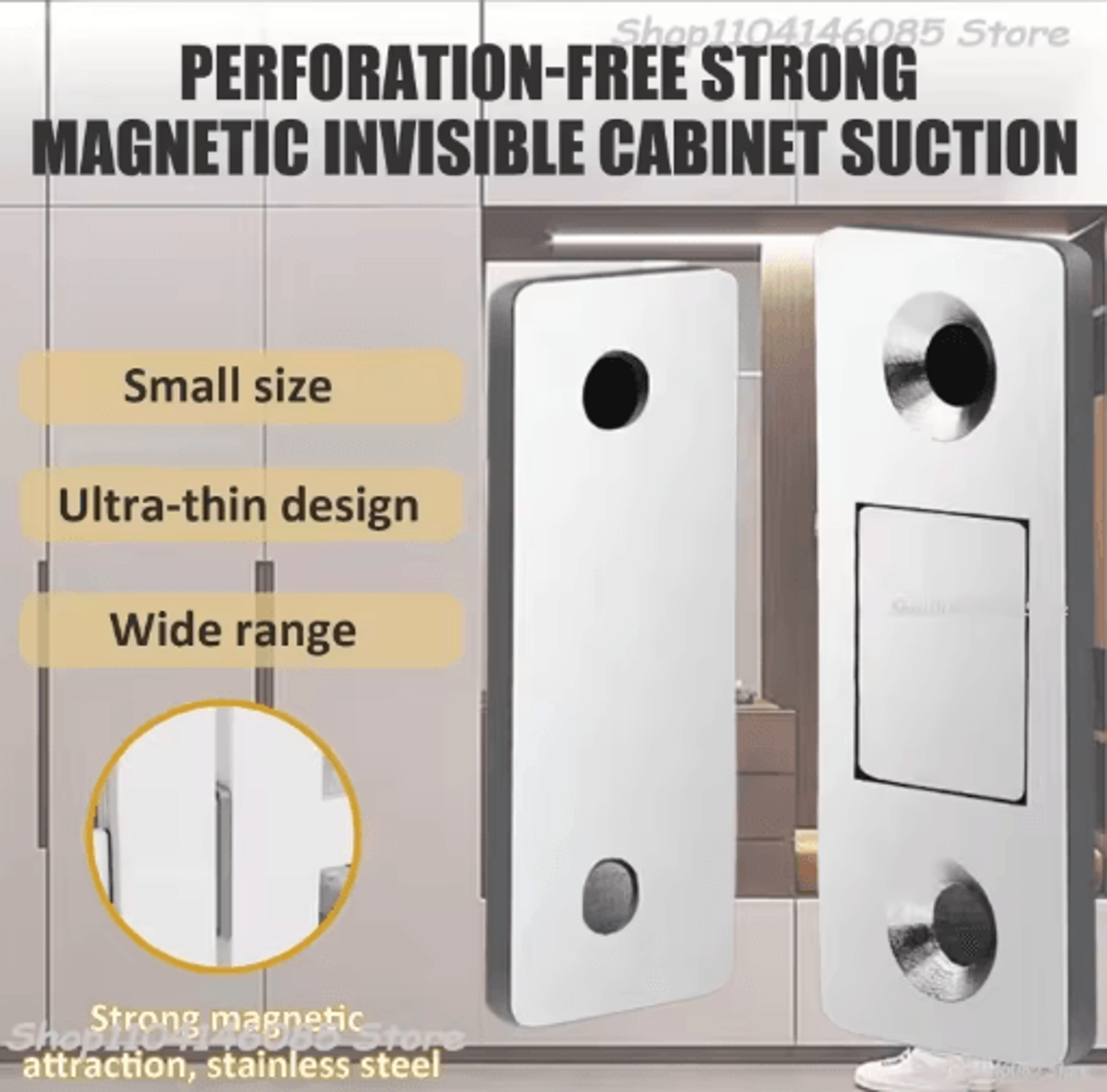 self-adhesive magnetic cabinet catch – invisible door latch solution