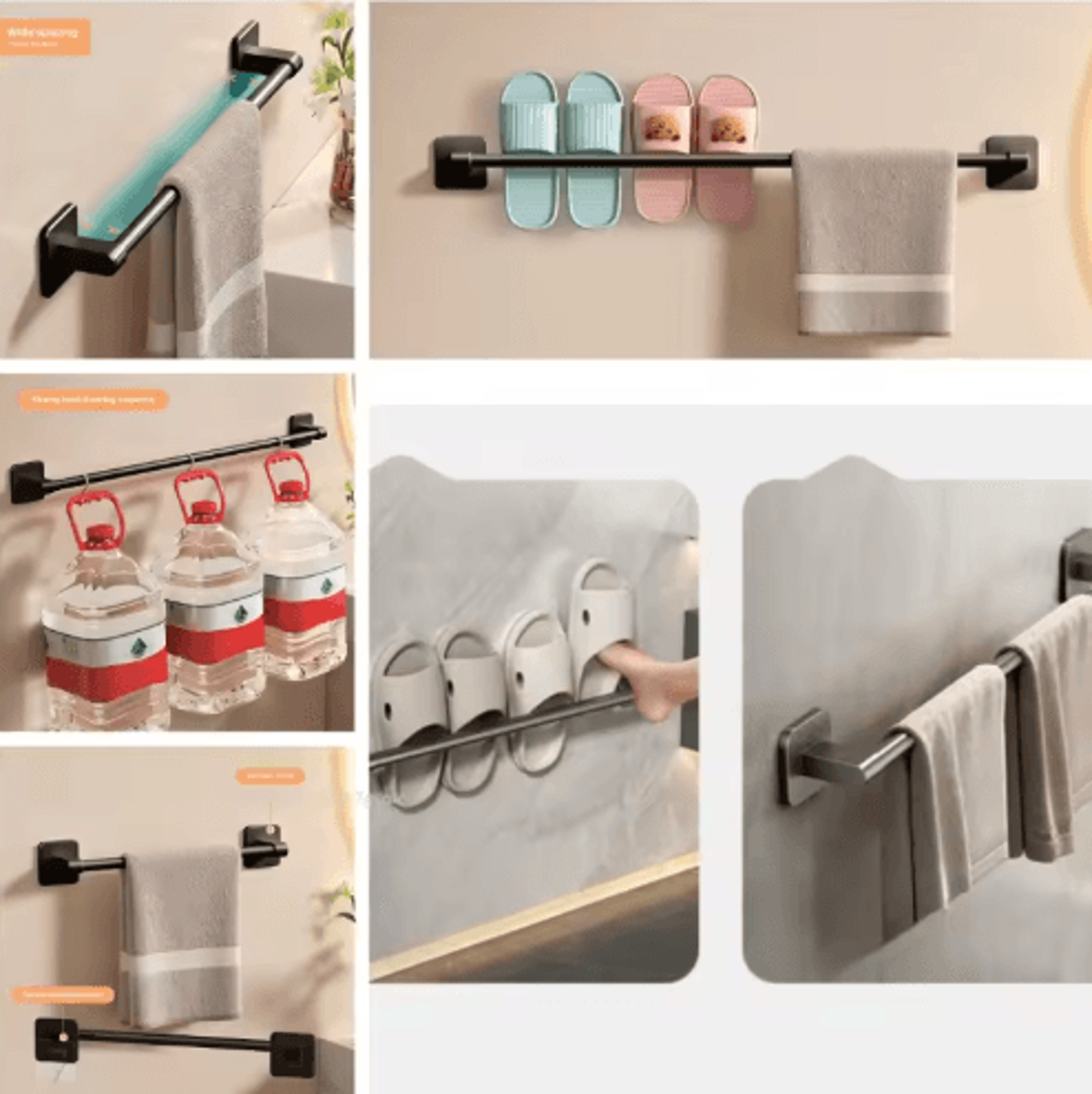wall-mounted towel rack with no-drill installation