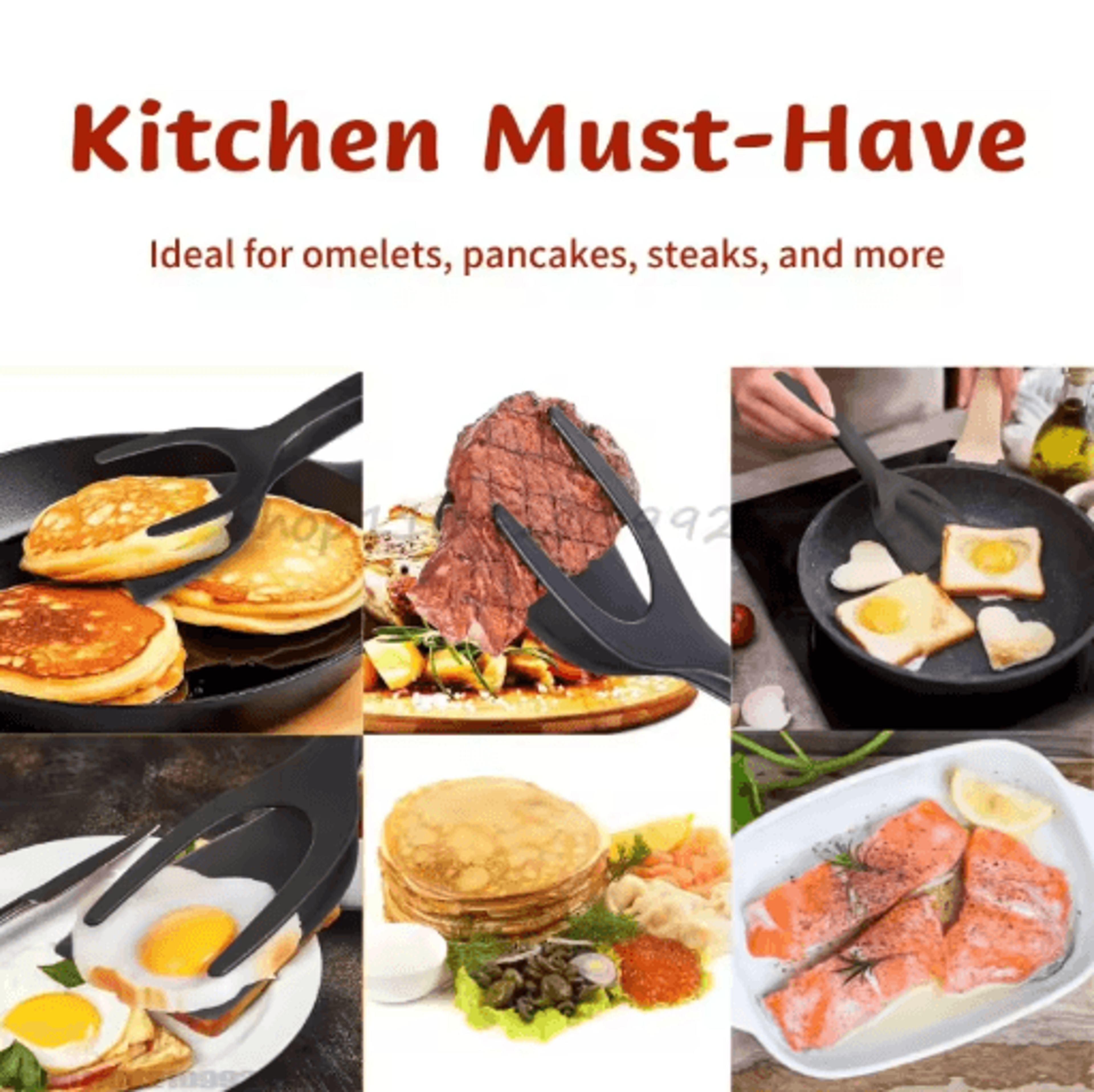 2-in-1 egg spatula tongs – pancake & egg flipping tool