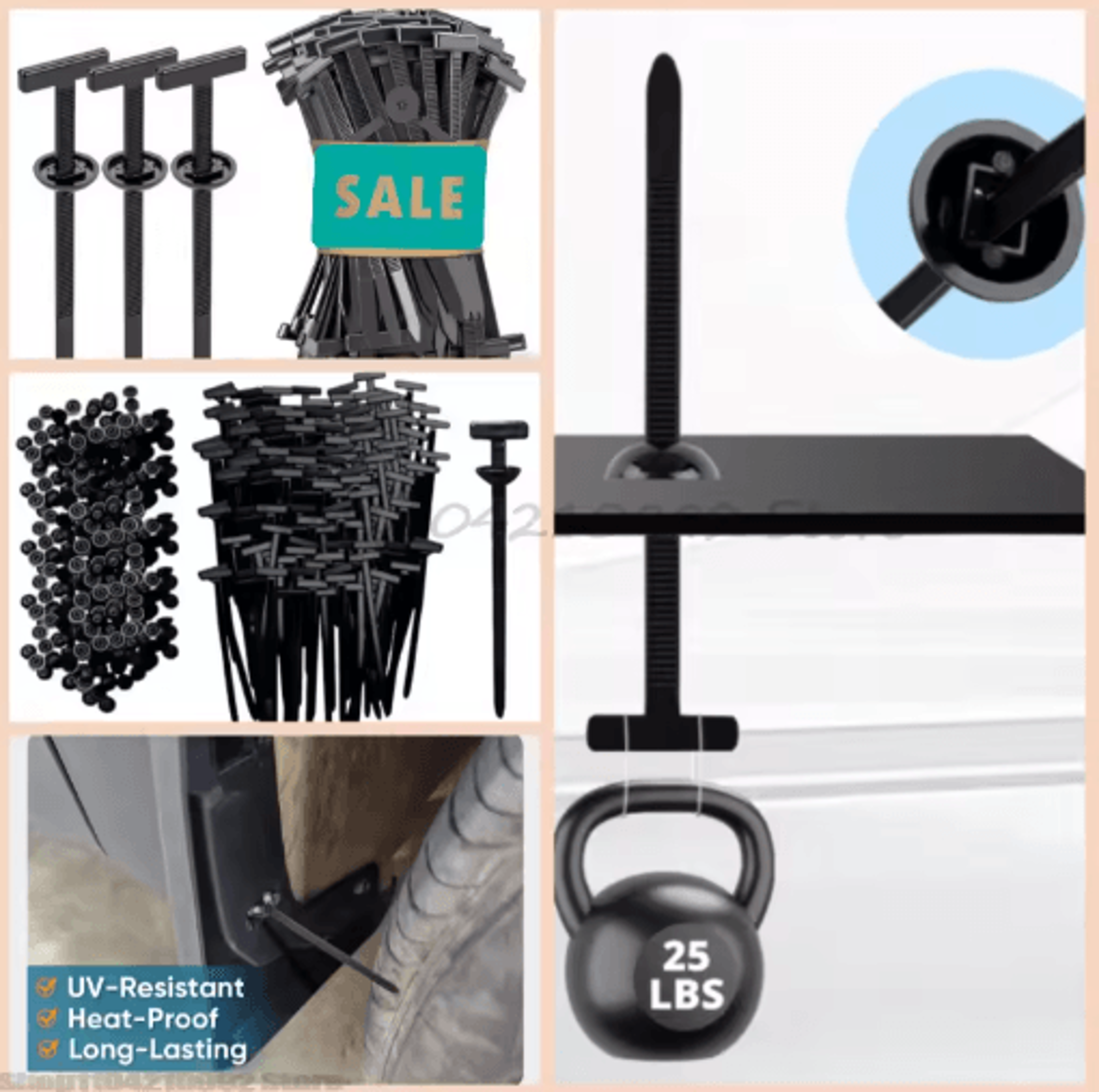 self-locking universal nylon cable ties with buckle & pin