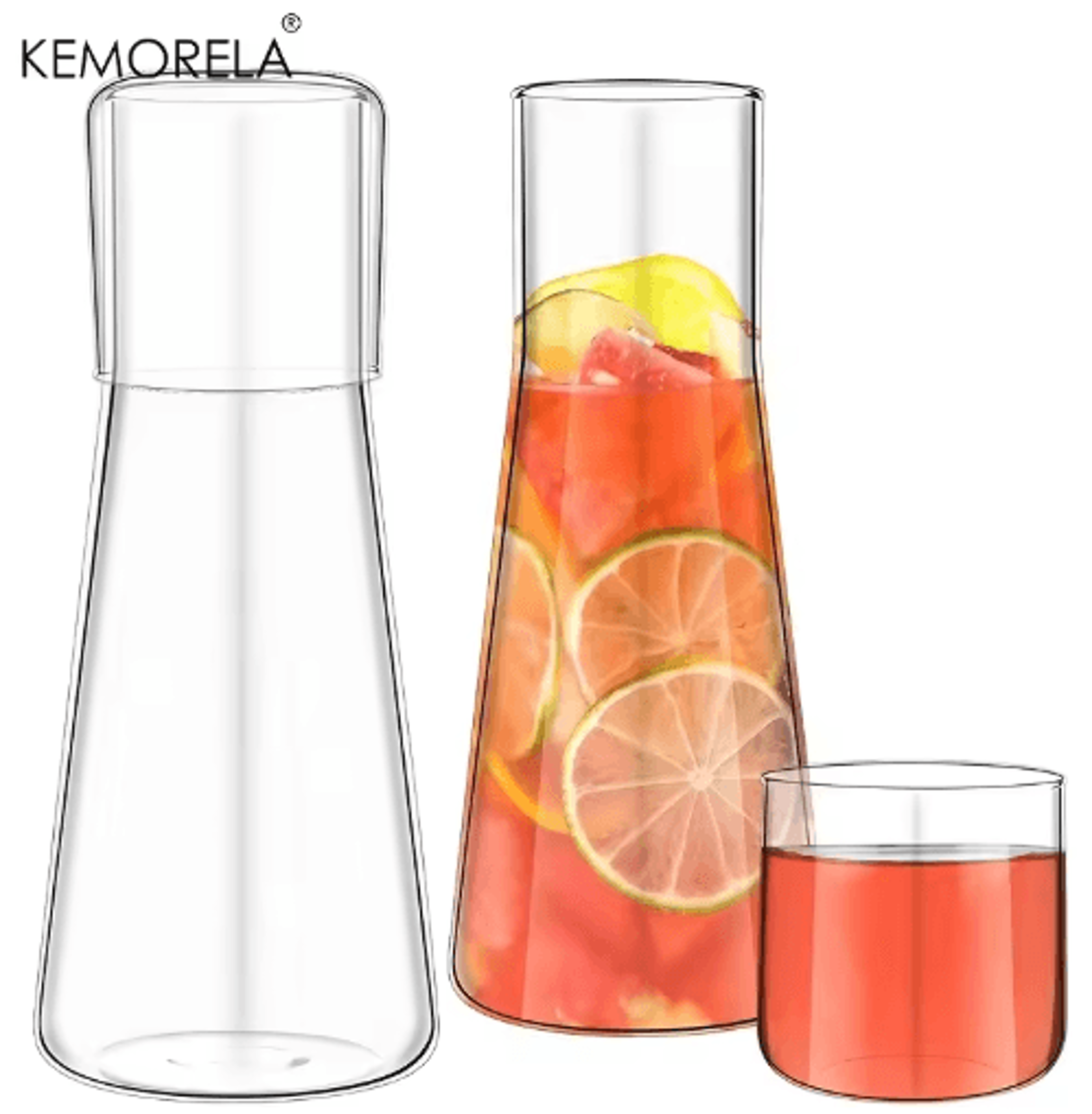 30oz clear borosilicate glass bedside water carafe set with tumbler