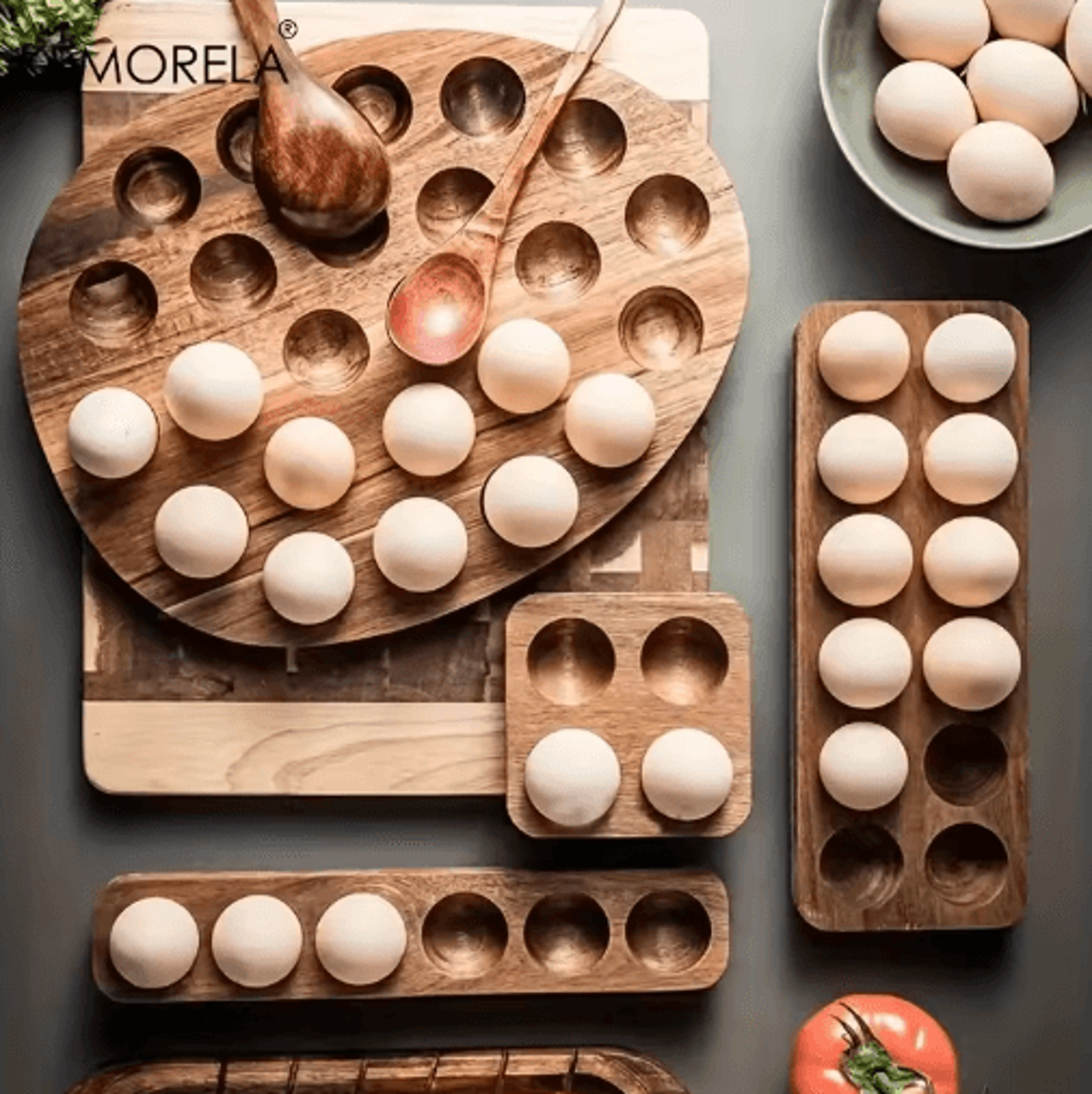 kemorela modern wooden egg storage box with multi-compartment design