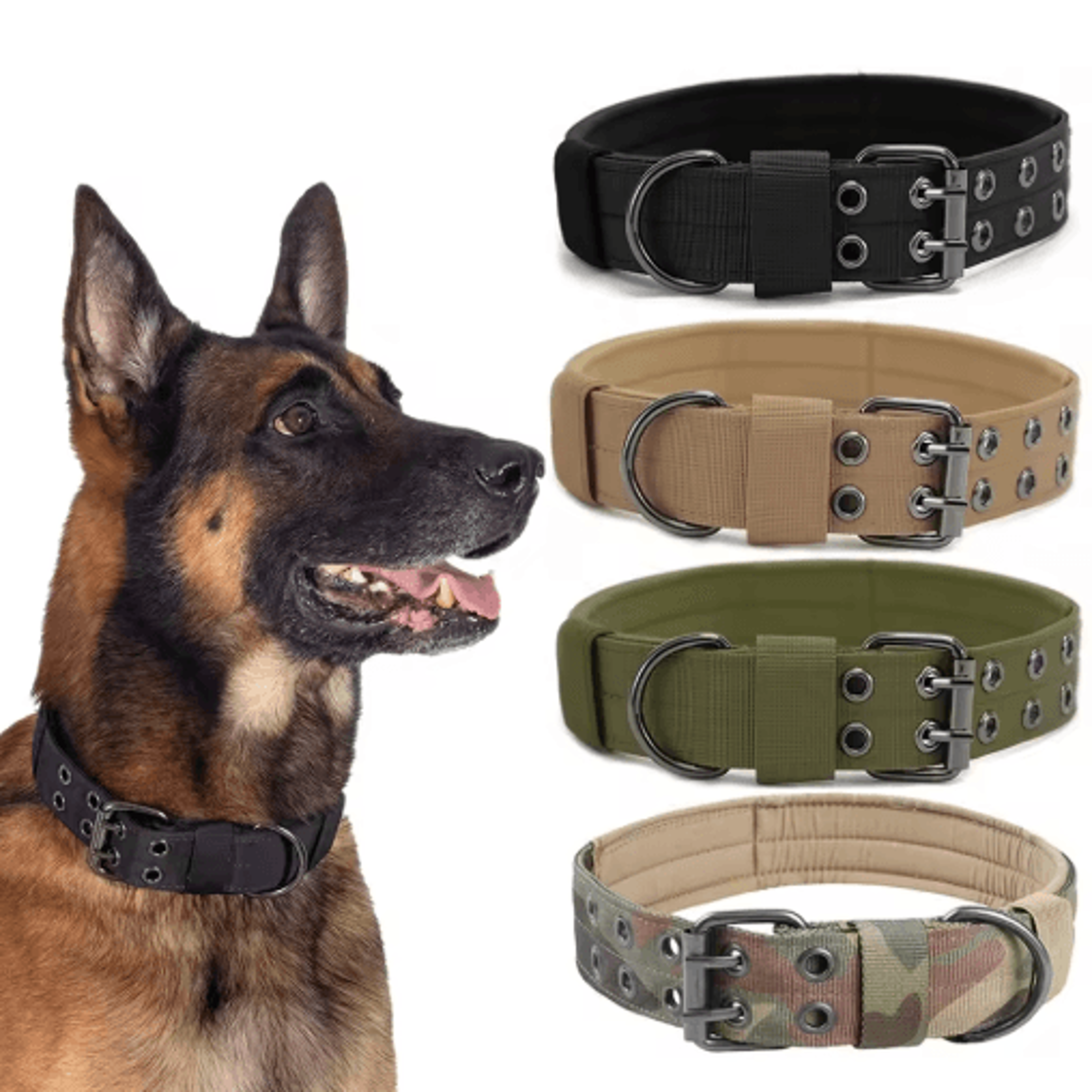 durable tactical dog collar – military nylon collar for medium & large dogs