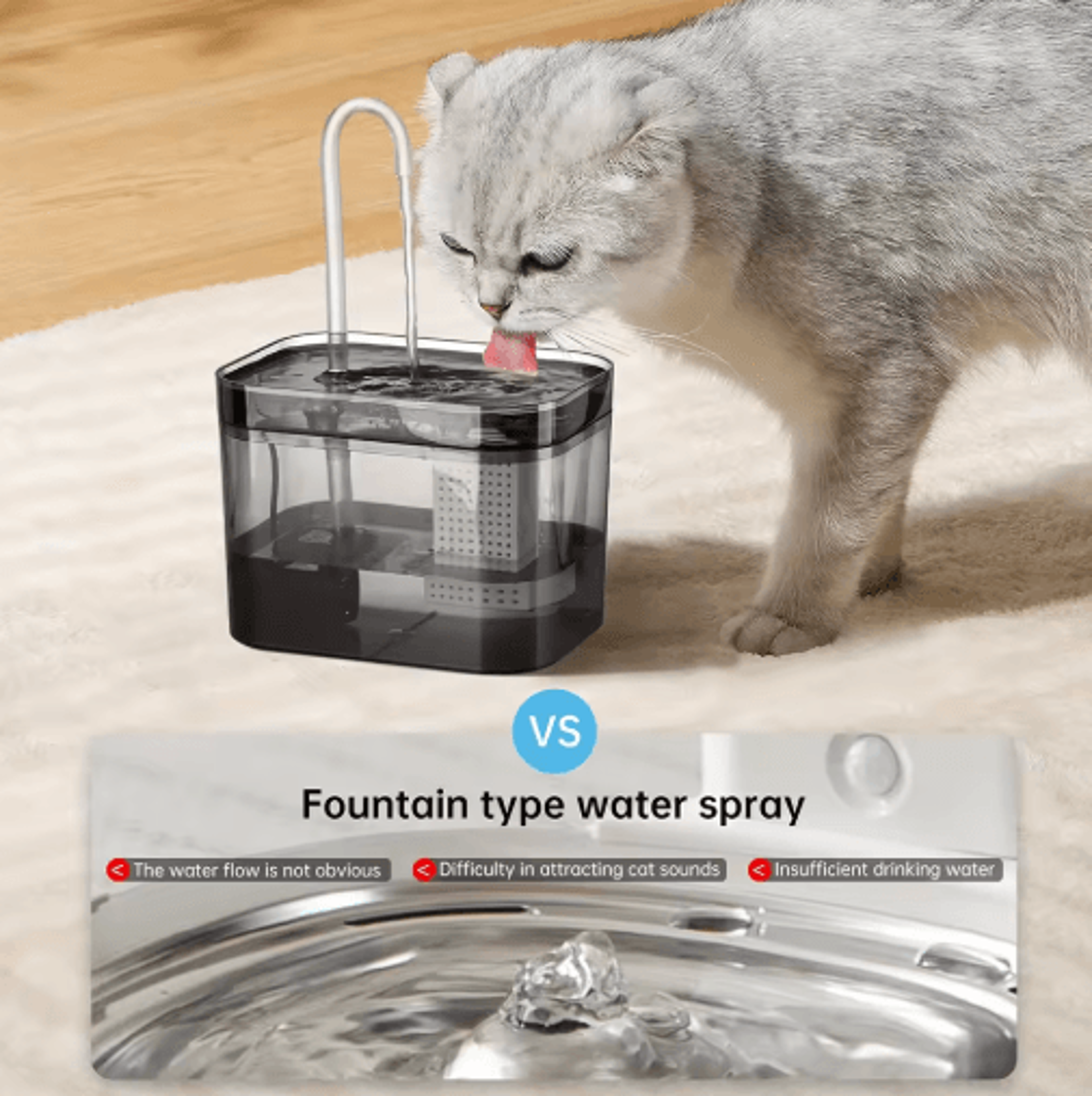 premium ultra-quiet usb cat water fountain automatic recirculating pet drinker