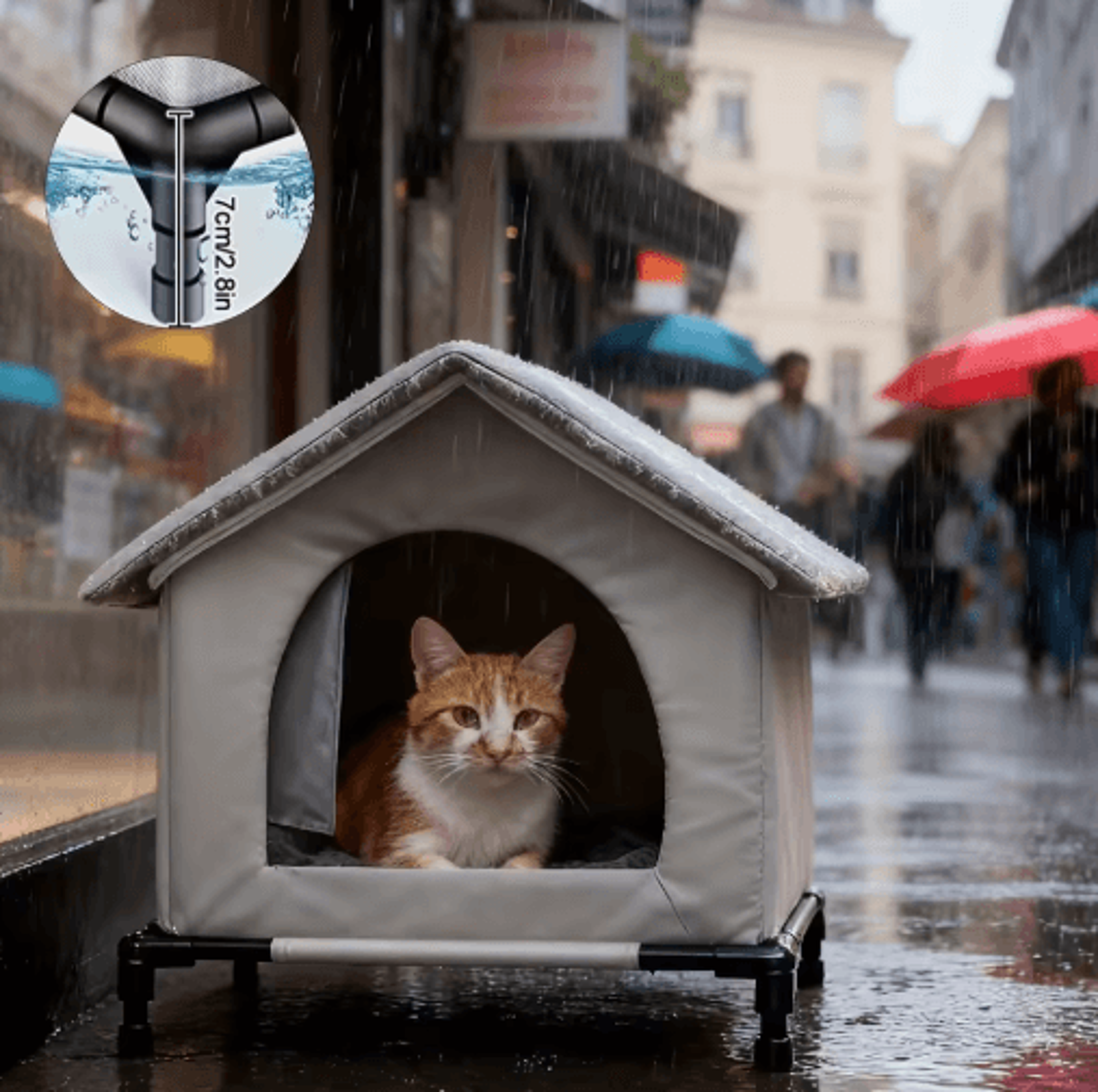 warm waterproof stray cat house with insulated mat foldable outdoor pet cave bed for cats & small dogs