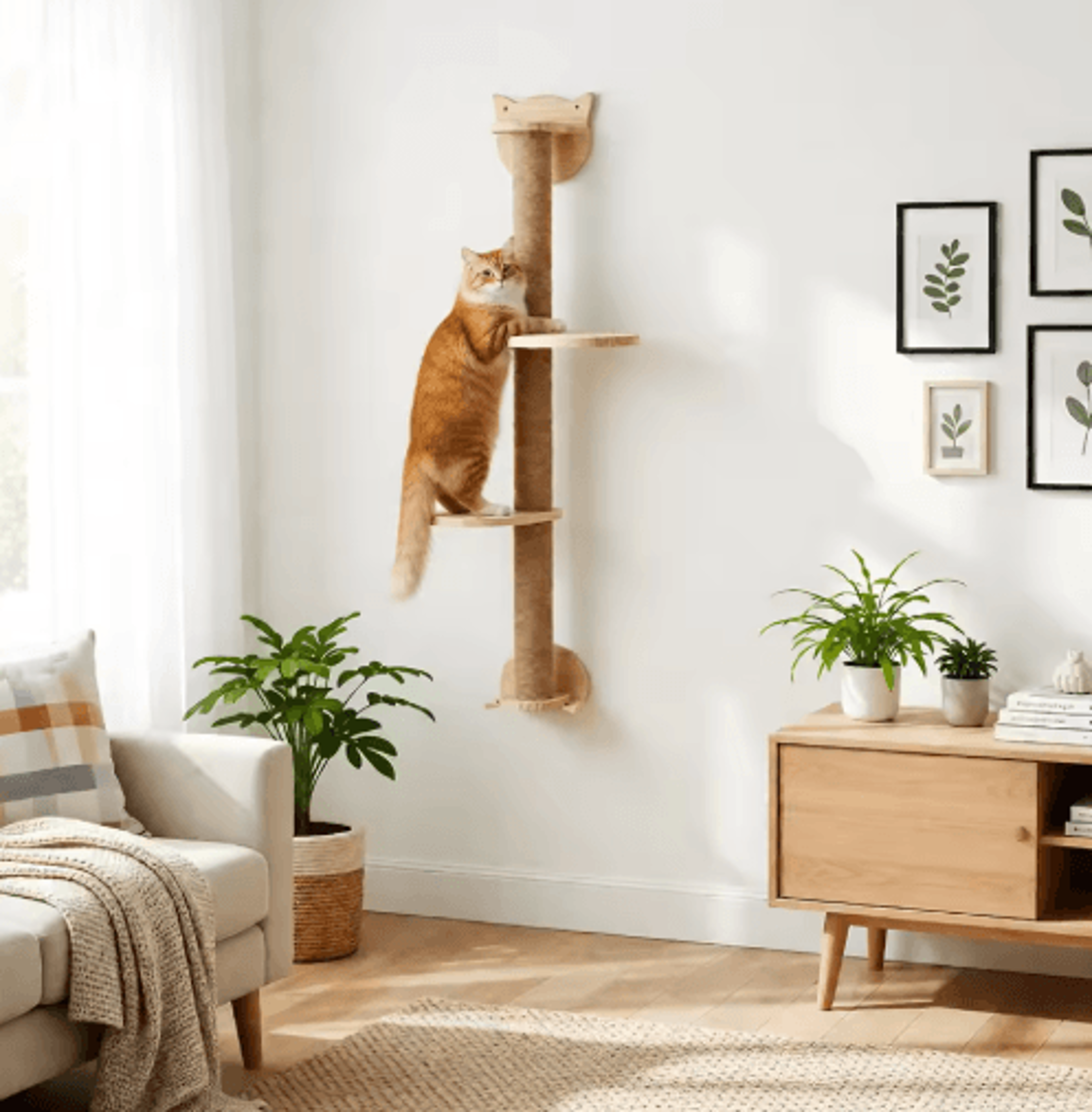wall-mounted cat scratching posts with dual perches sisal cat tree tower climbing shelves