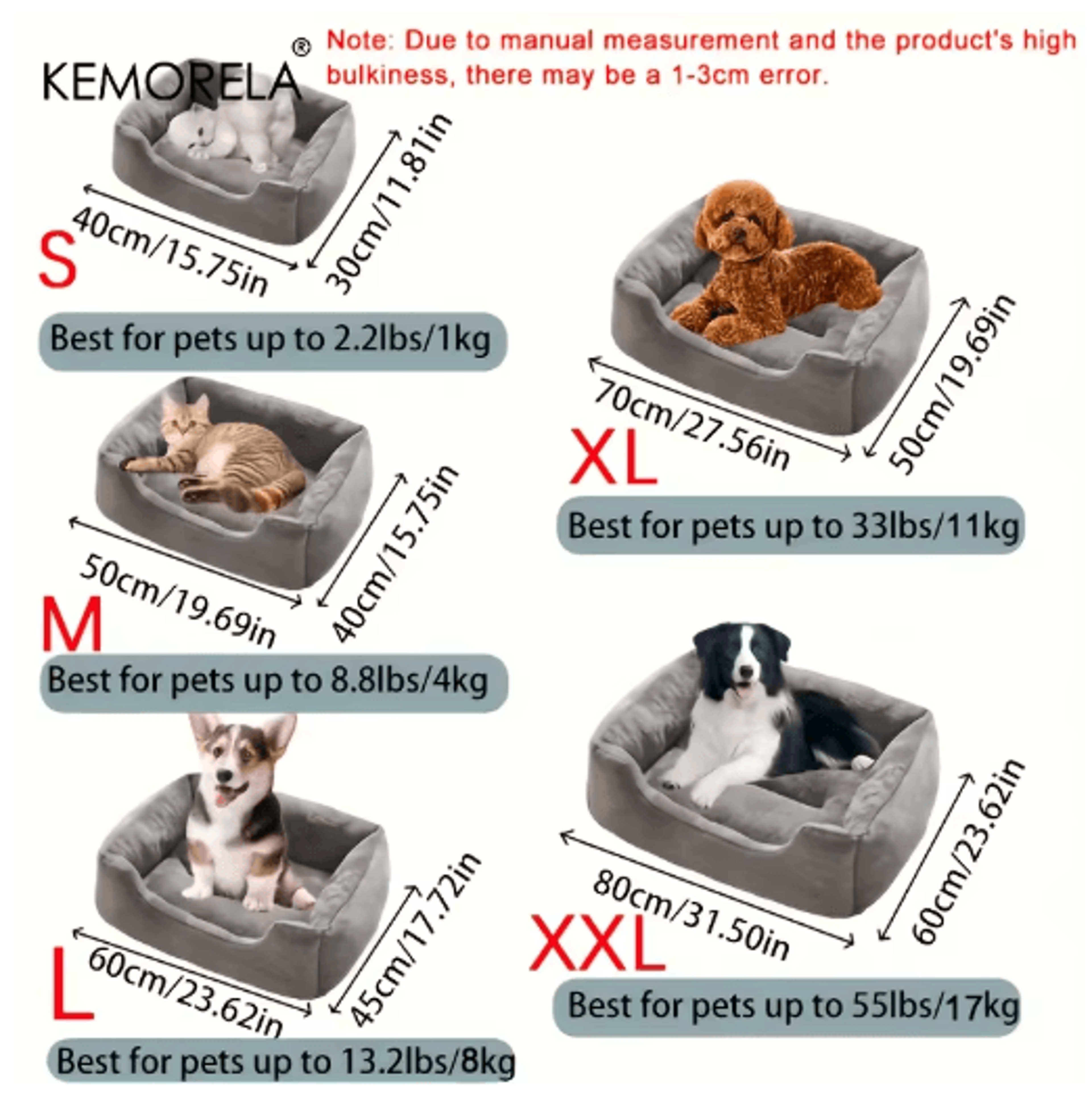 kemorela cozy plush pet bed all season elastic dog and cat lounger for xs to medium breeds