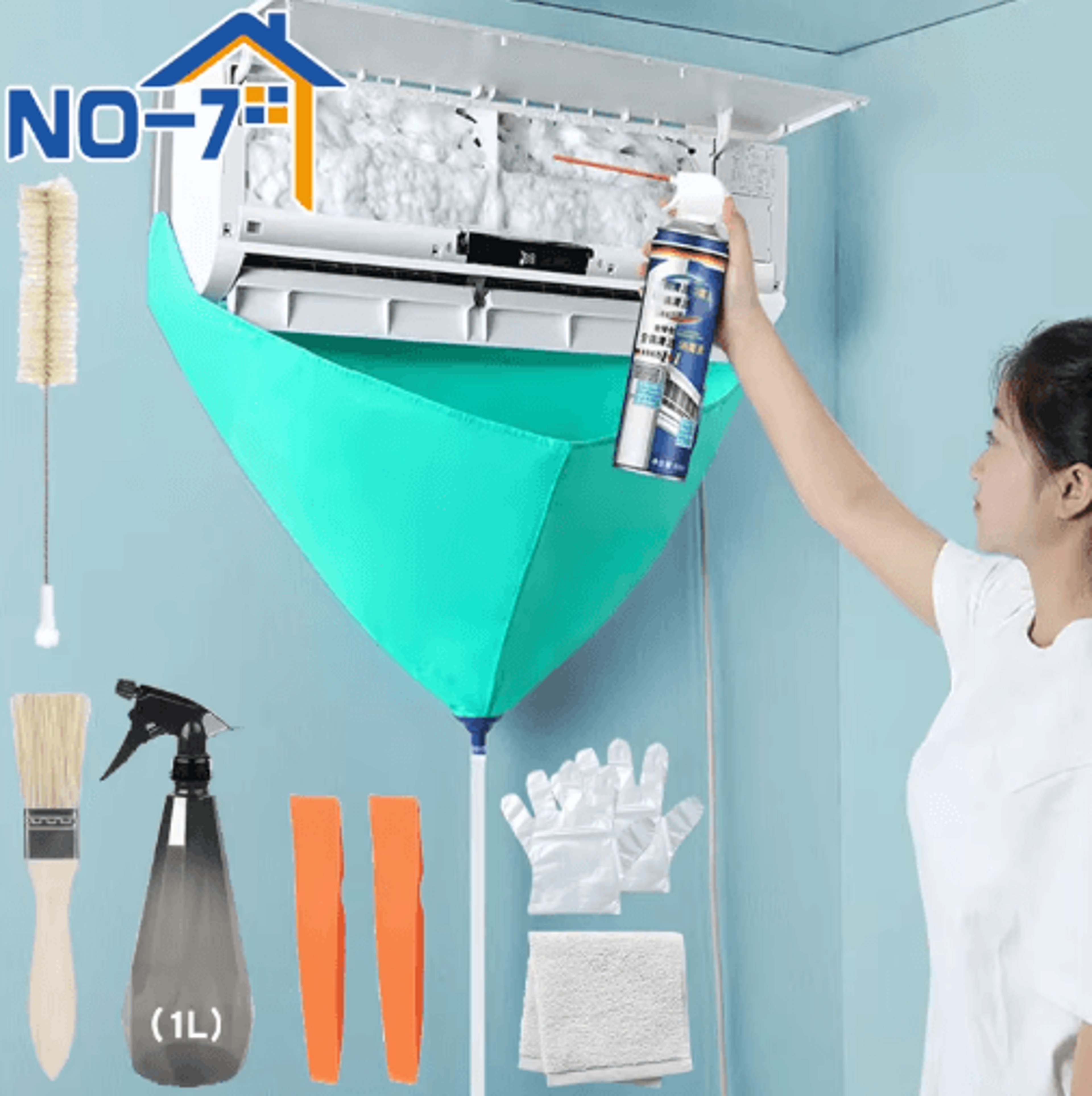 leak-proof air conditioner cleaning kit with drain cover & water pipe