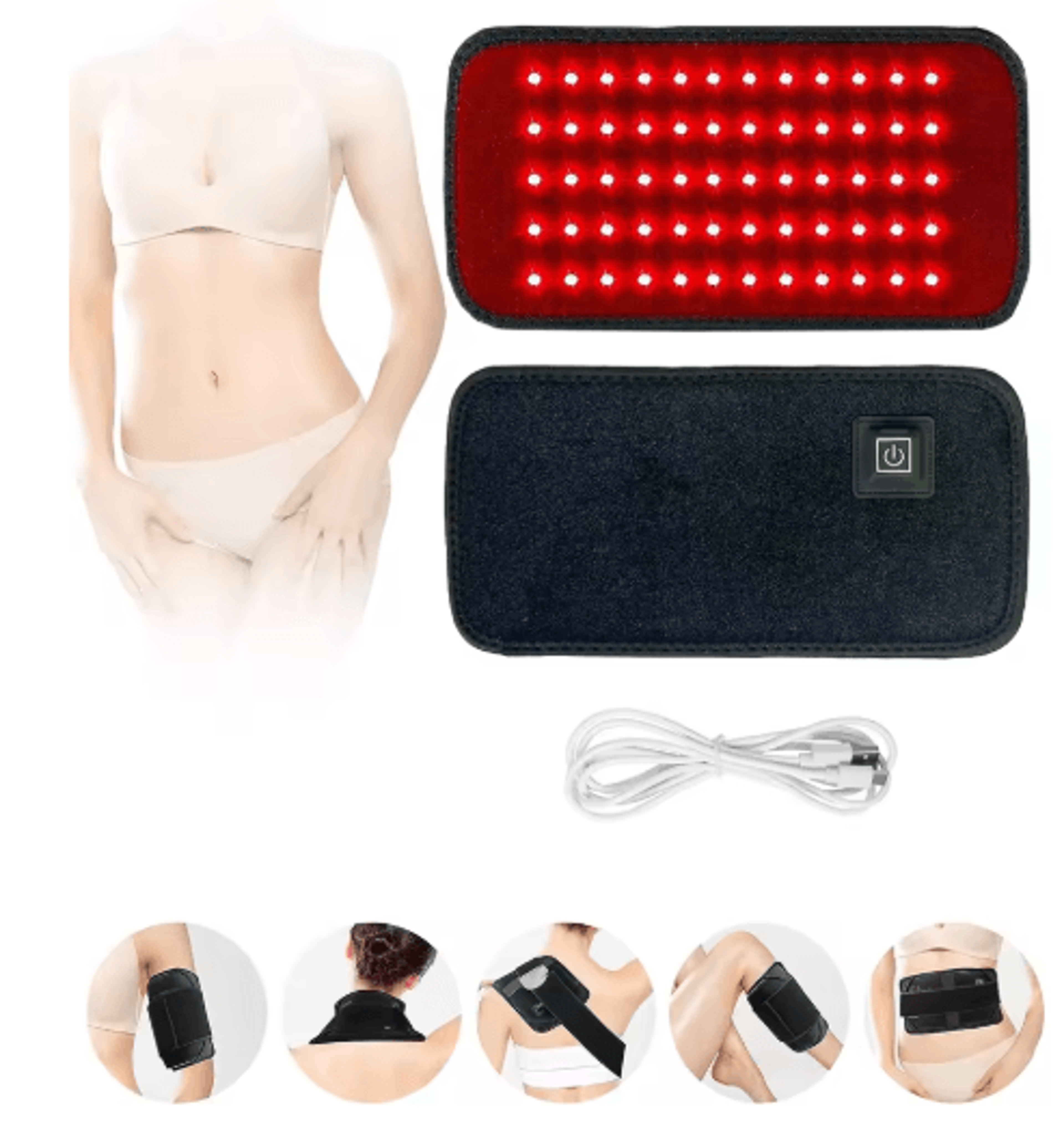 red & infrared light therapy belt with heat for waist & full body use