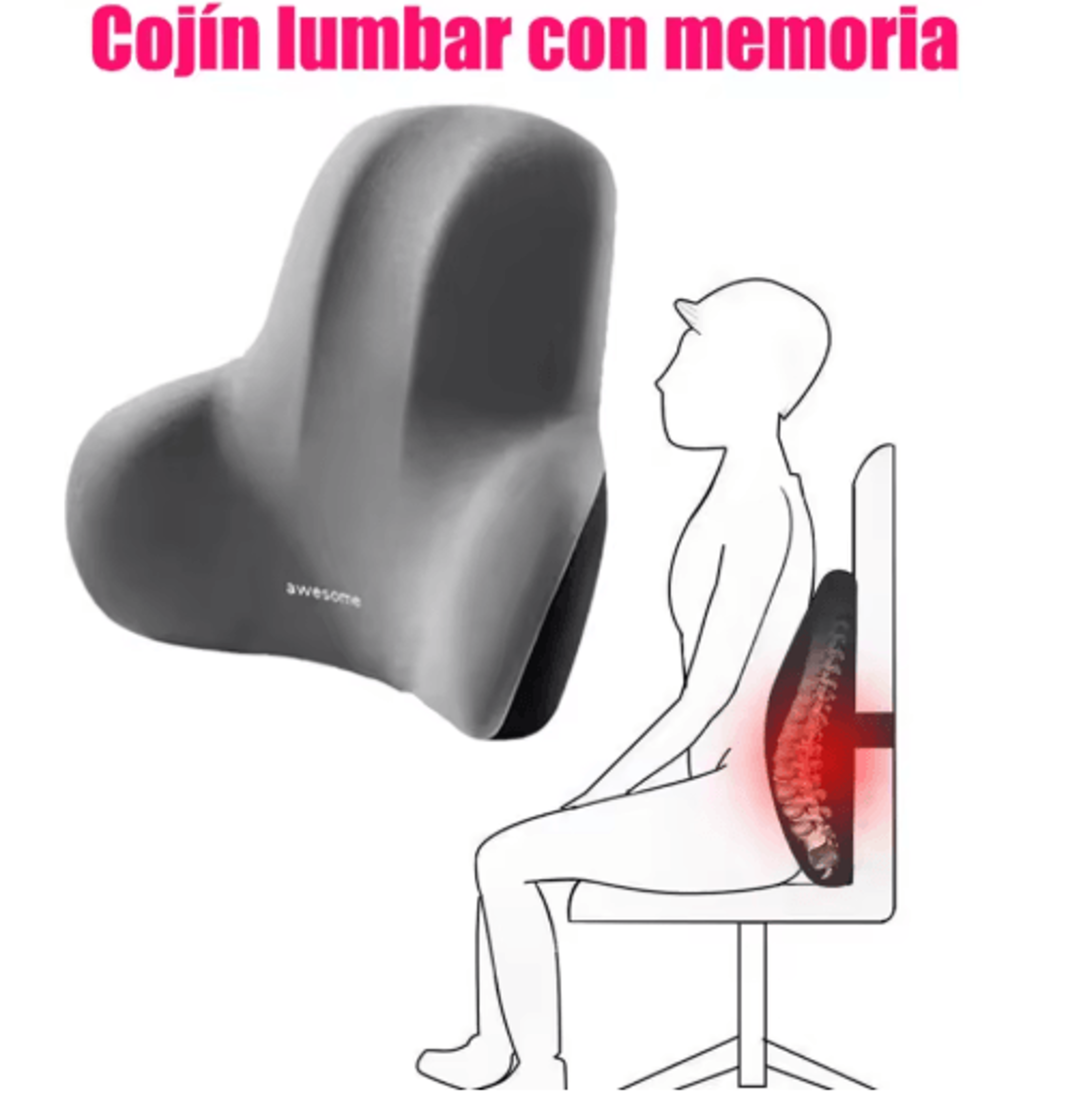 memory foam lumbar back cushion for car, office & gaming chairs